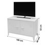 Voir la diapositive 3 : DIVERS Meuble TV 2 portes Industriel White en métal - Blanc