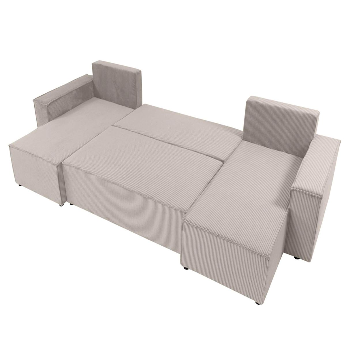 BEST MOBILIER Cezanne - canapé panoramique en u - 7 places - convertible avec coffre - en velours côtelé