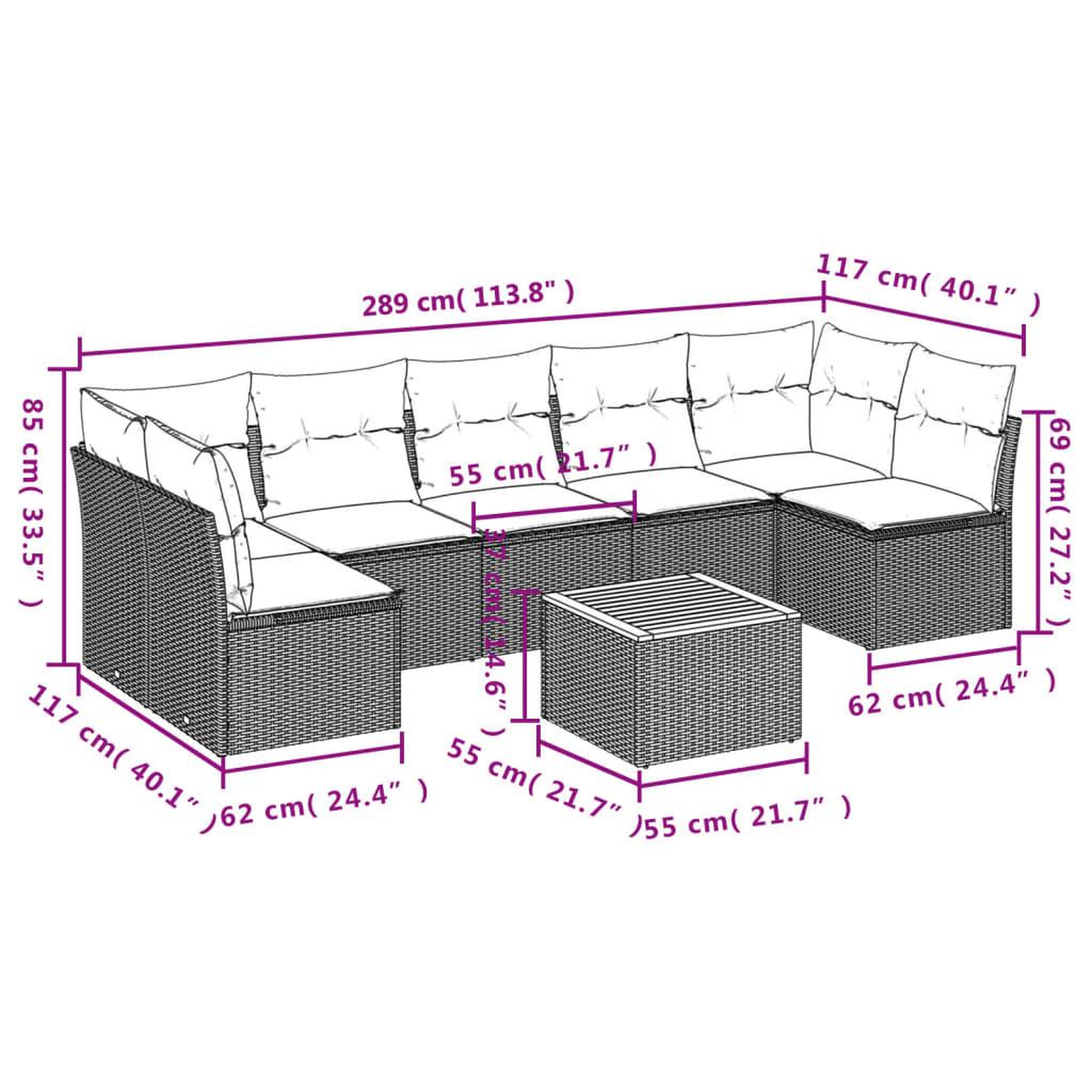 Voir la diapositive 6 : VIDAXL Salon de jardin 8 pcs avec coussins noir resine tressee
