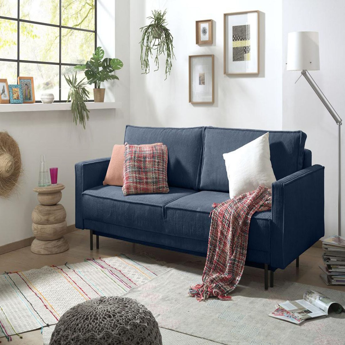 LISA DESIGN Charlie - canapé 3 places convertible avec coffre - en velours côtelé