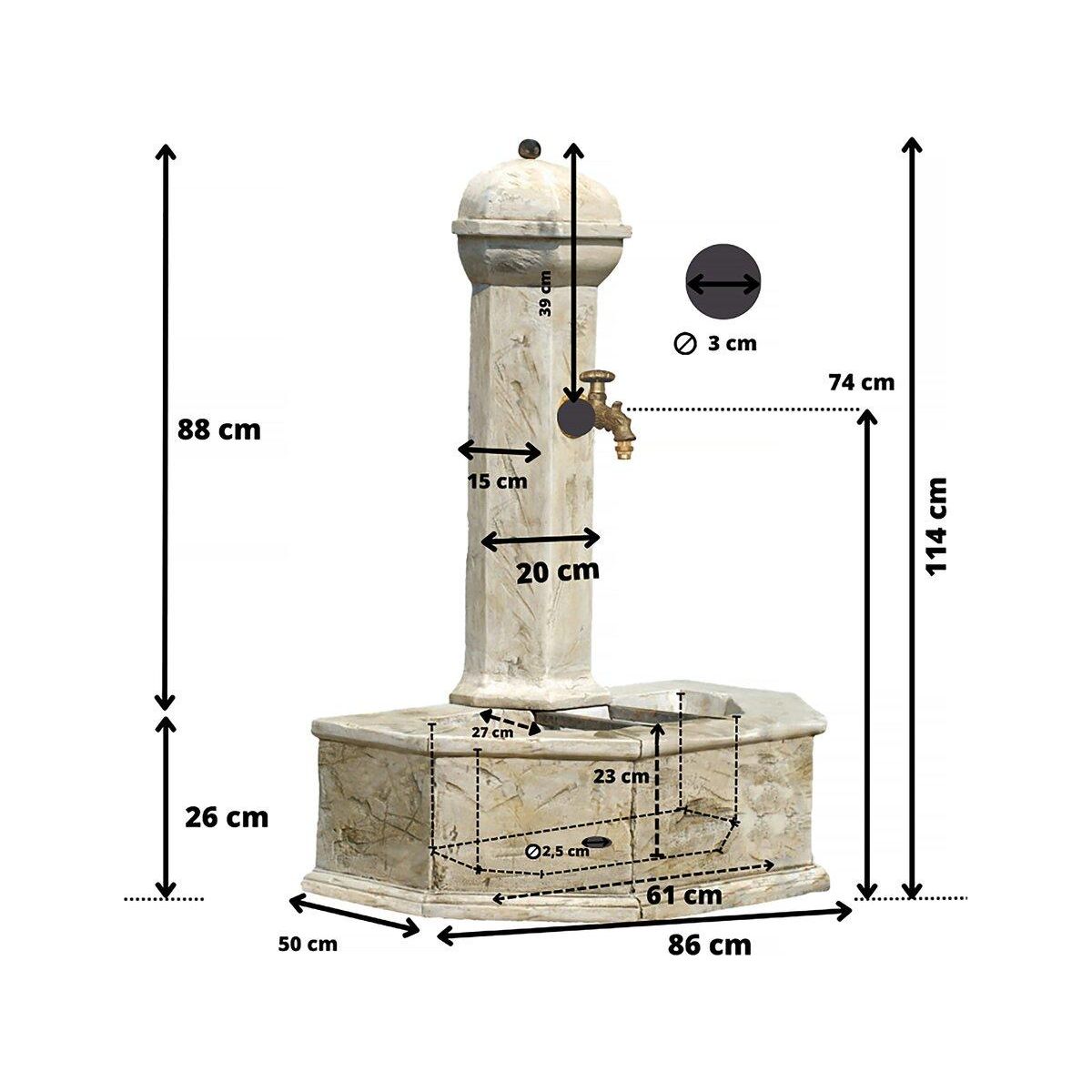 Habitat et Jardin Fontaine  Provence  - 0.86 x 0.51 x 1.13 m