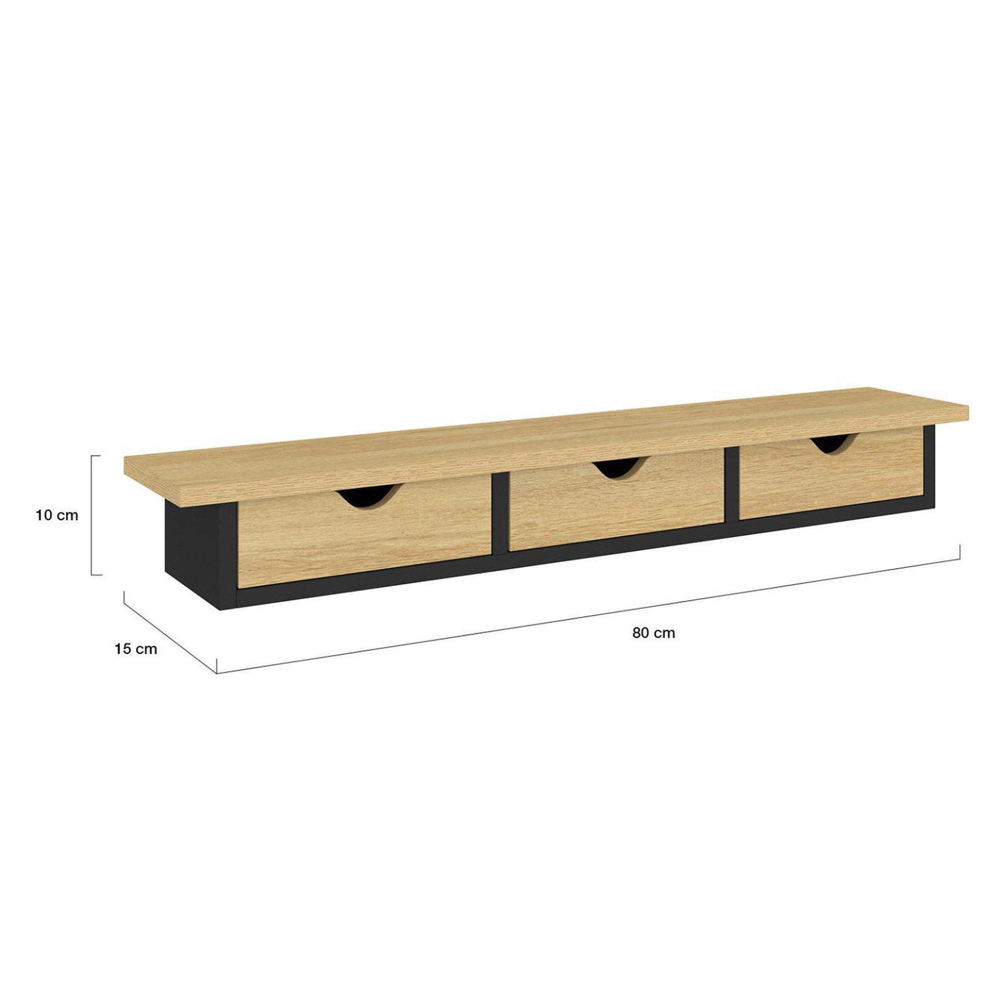 Voir la diapositive 5 : ID MARKET Etagère murale console d'entrée lise 3 tiroirs effet bois et noir