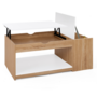 Voir la diapositive 4 : ID MARKET Table basse plateau relevable rectangulaire ELEA avec coffre bois façon hêtre et blanc