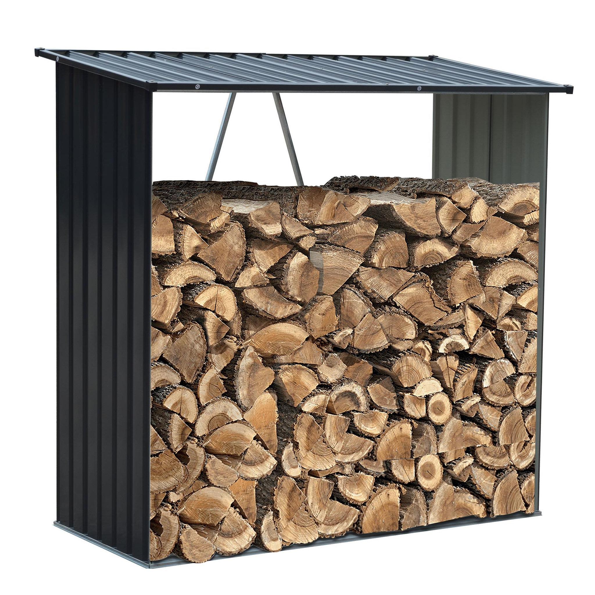 WERKAPRO Abri range bûches métal  1,64 x 0,83 h 1,57 m