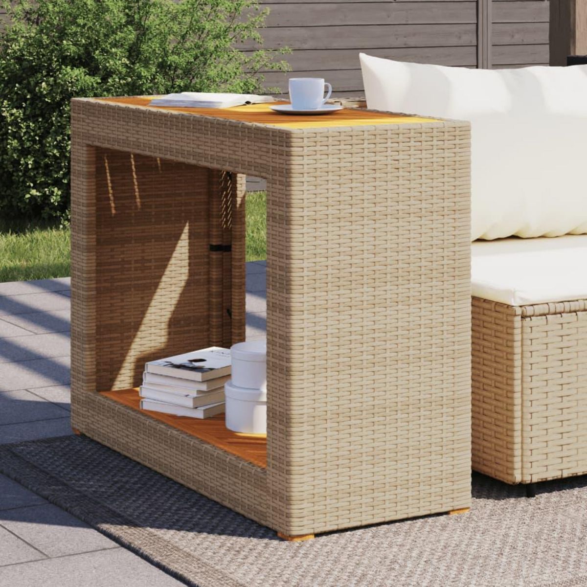 VIDAXL Table d'appoint de jardin dessus en bois beige 100x40x75 cm