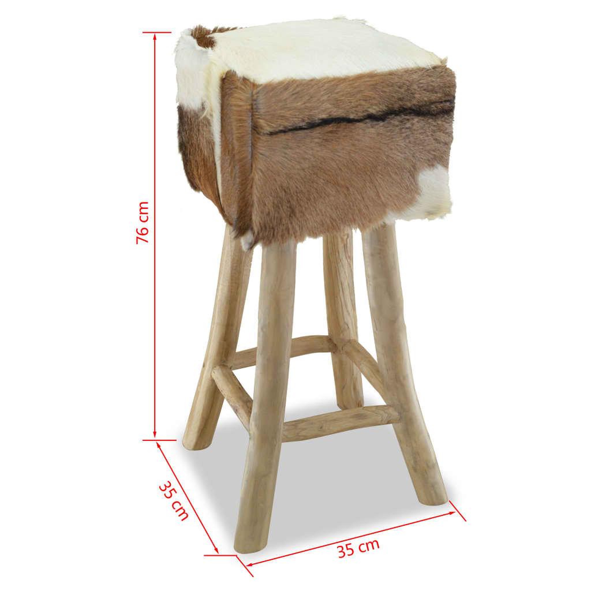 Voir la diapositive 6 : VIDAXL Tabouret de bar cuir de chevre et bois de teck solide