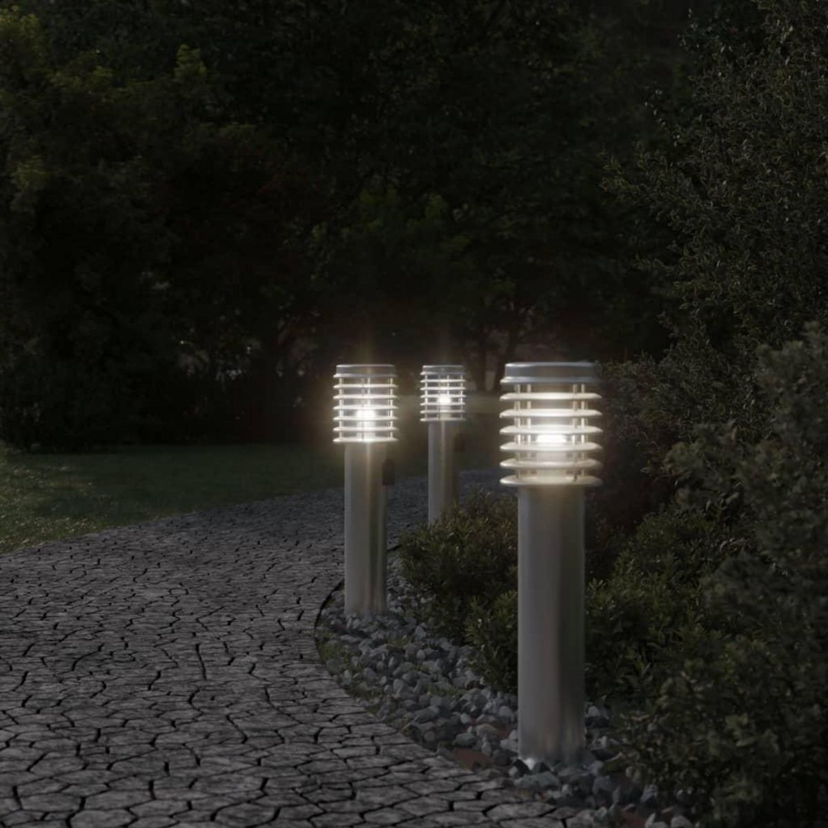VIDAXL Lampadaire d'exterieur et sortie argente 60 cm acier inoxydable