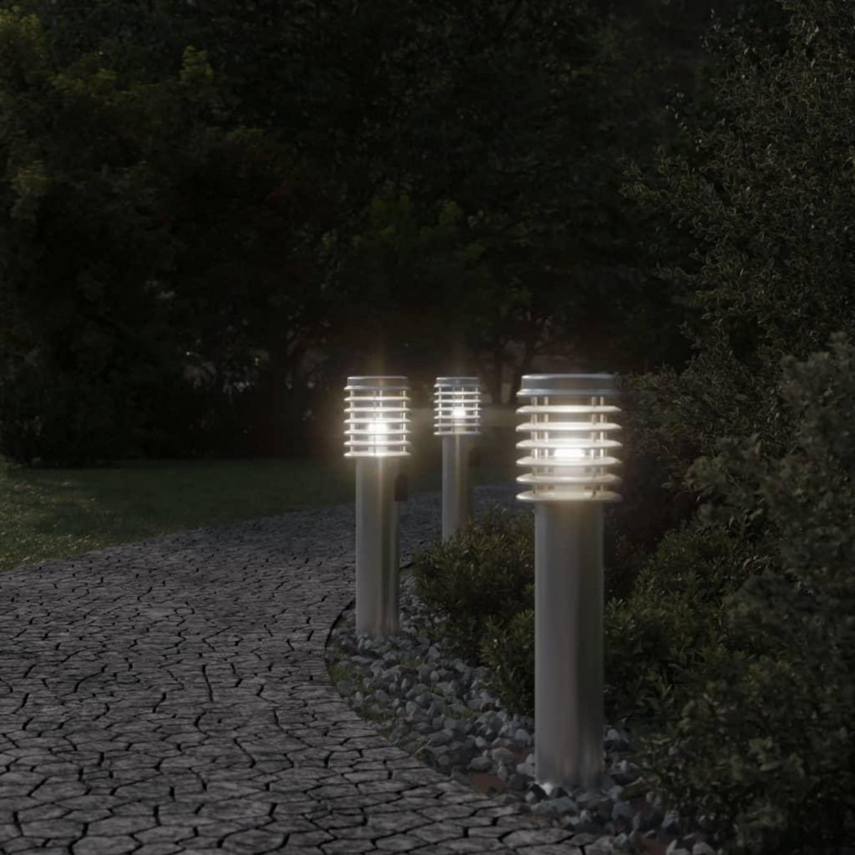 VIDAXL Lampadaire d'exterieur et sortie argente 60 cm acier inoxydable