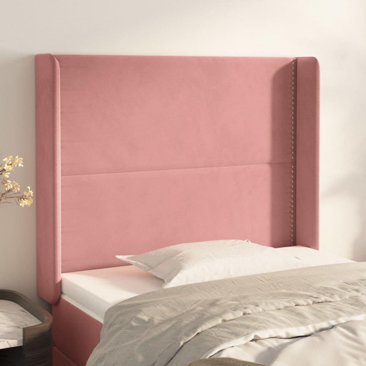 VIDAXL Tete de lit avec oreilles Rose 103x16x118/128 cm Velours