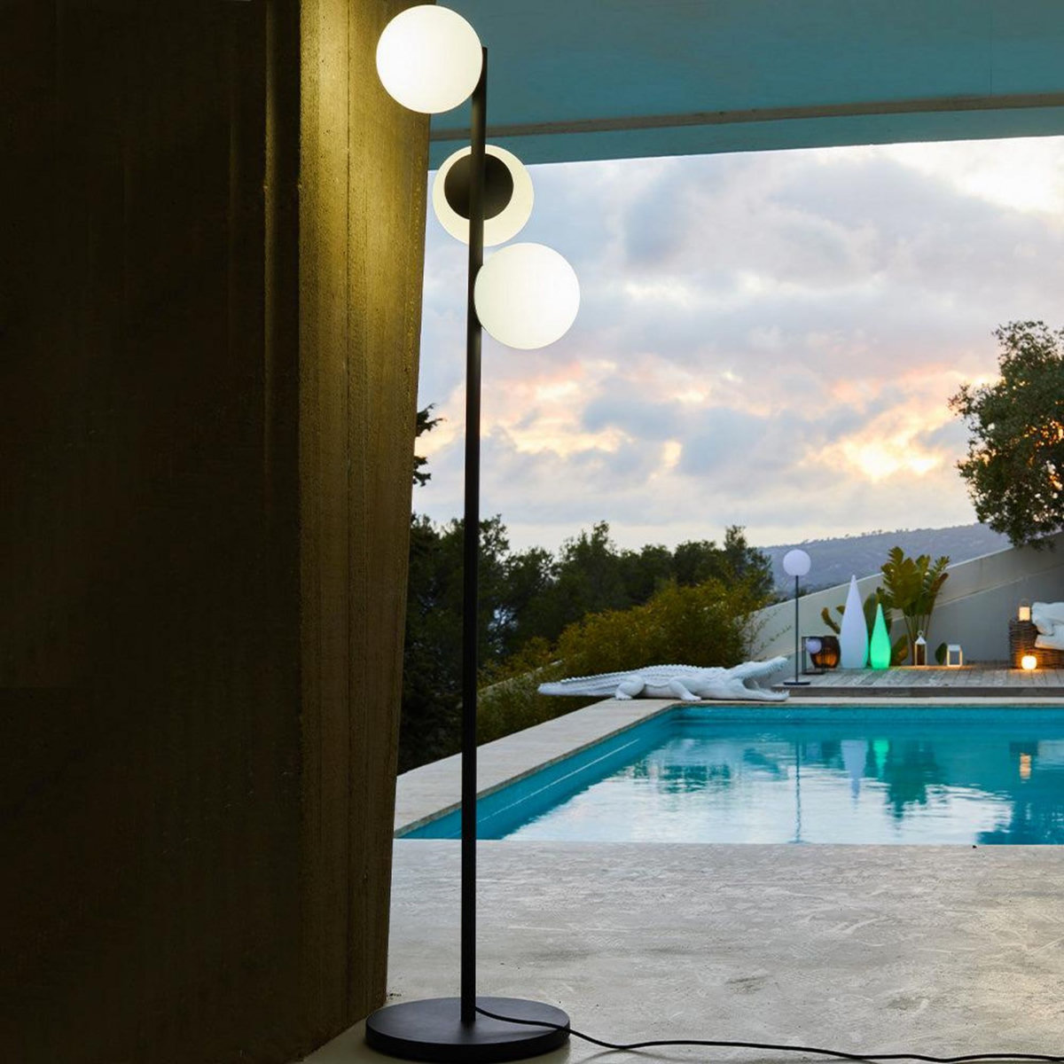 Lumisky Lampadaire ext filaire GLOBY Gris anthracite Acier H175CM