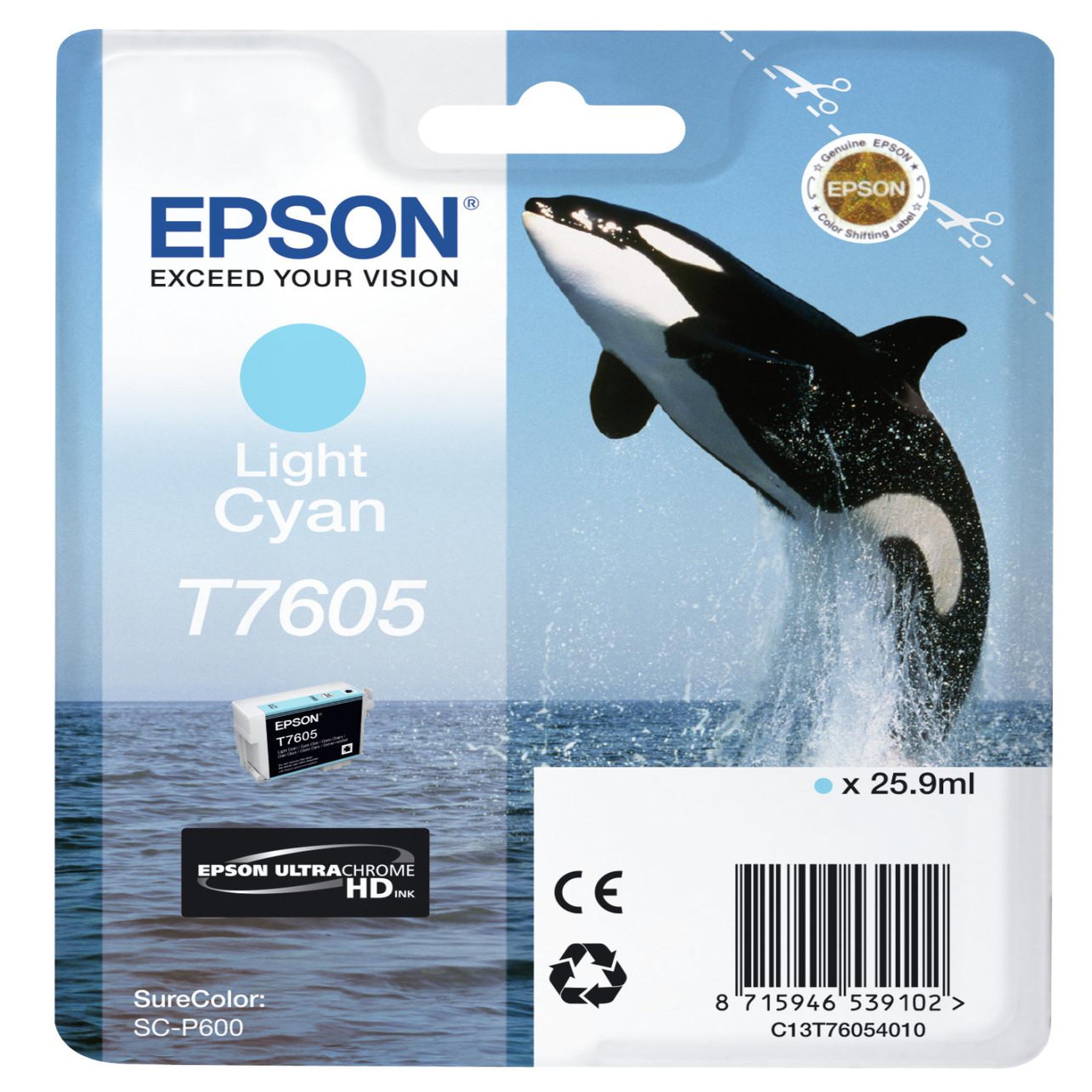 Voir la diapositive 2 : Epson Epson Cartouche Orque T7605  Cyan clair