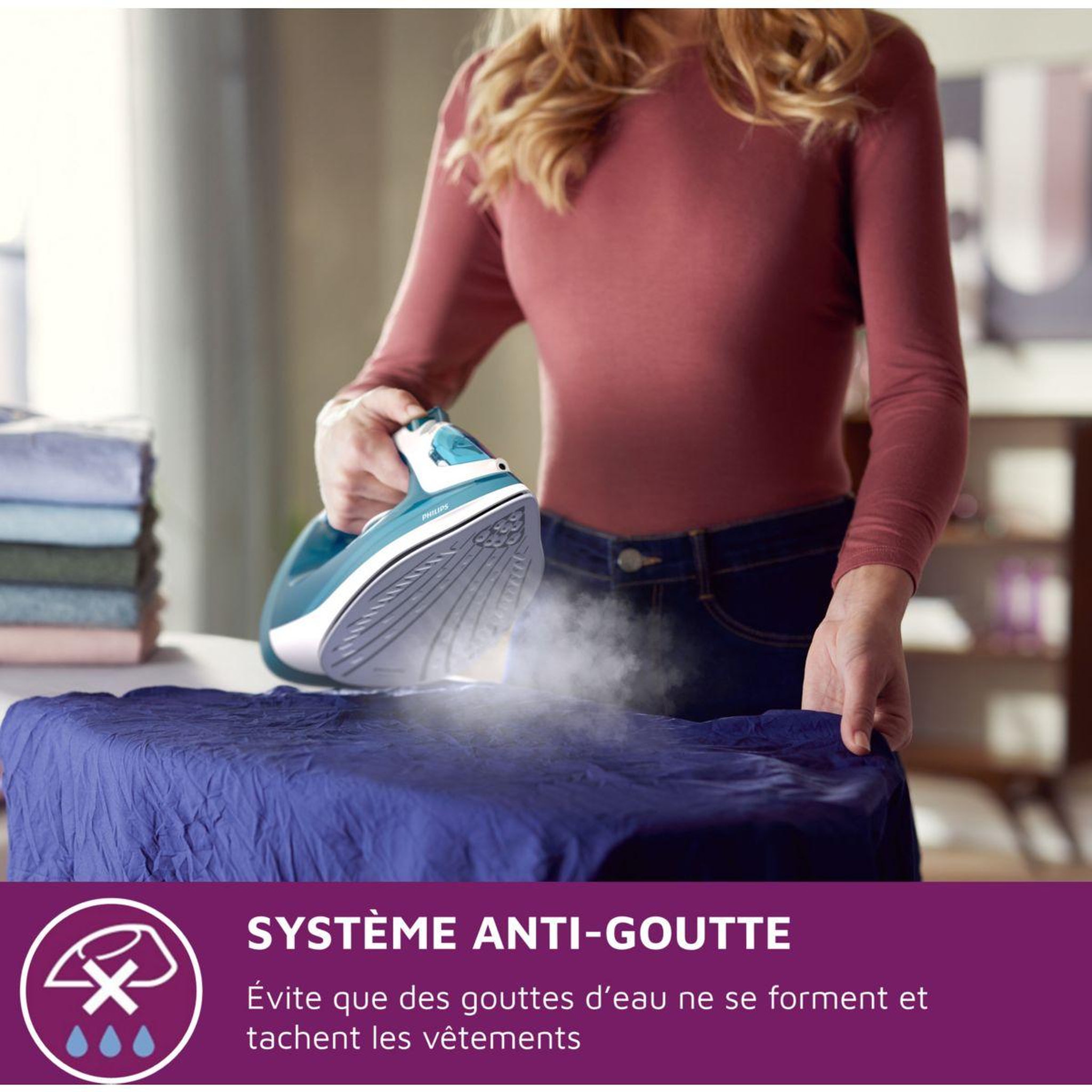 Voir la diapositive 5 : Philips Fer à repasser dst3011/20 fer à vapeur série 3000 bleu/blanc, 2000w
