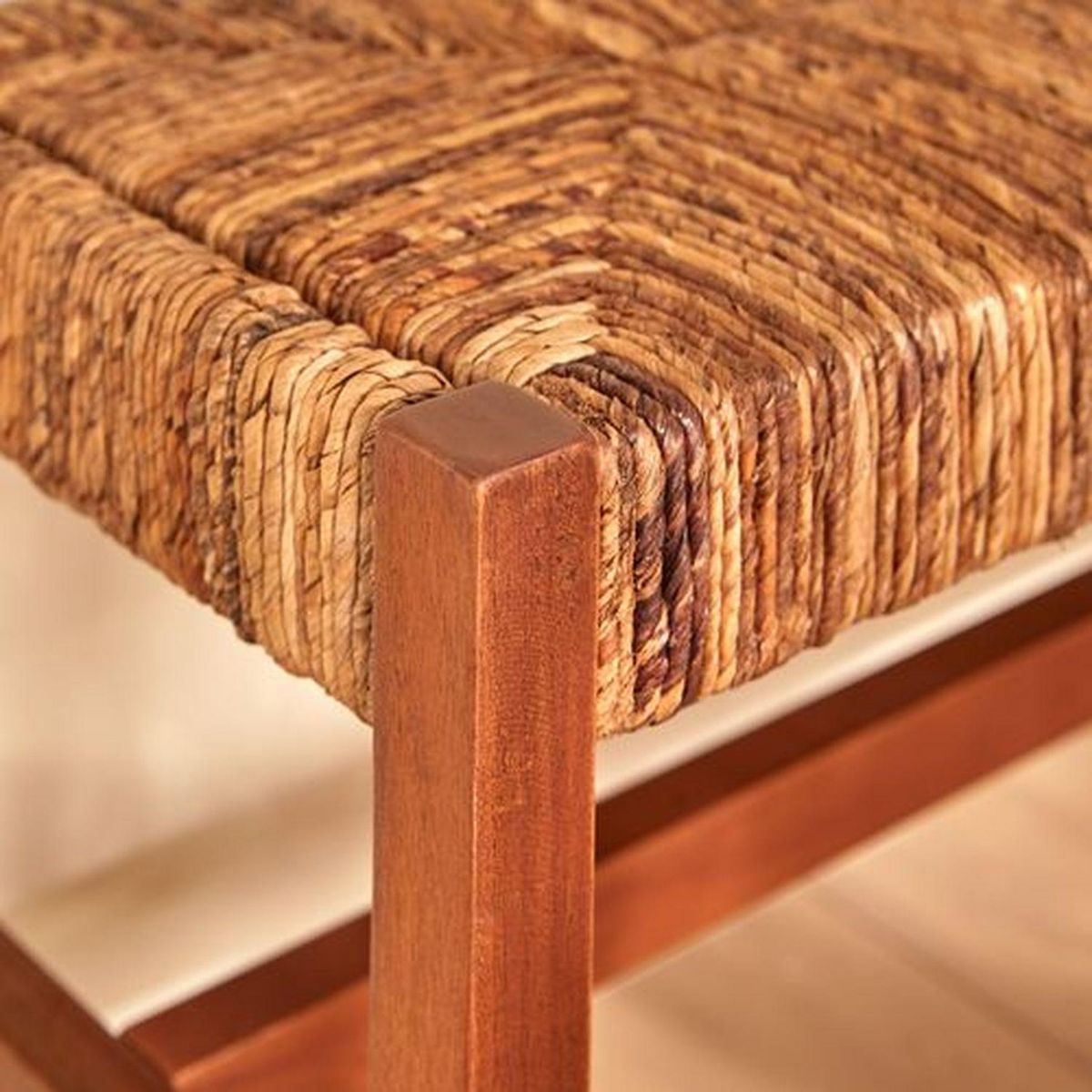 ATMOSPHERA Banc 2 places avec assise tressée en bois SIDOAN - Marron