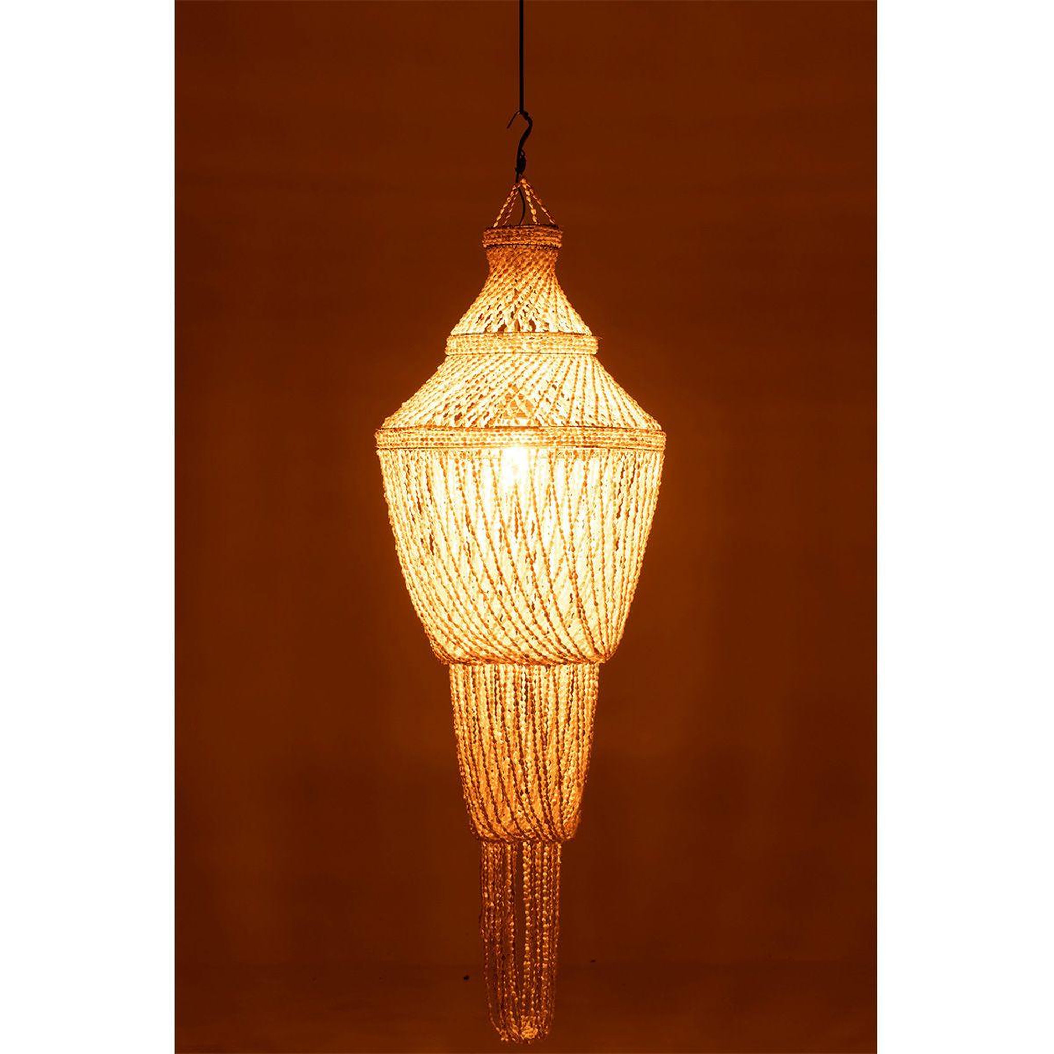 Voir la diapositive 3 : J-LINE Lampe suspension coquillage  daisy  176cm naturel