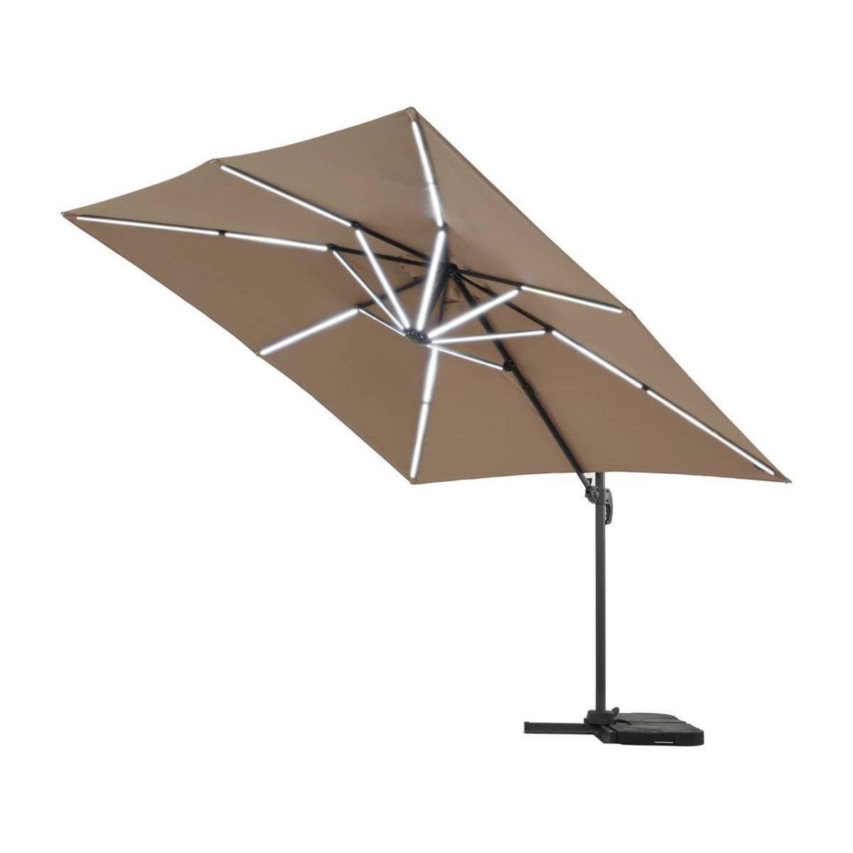 Habitat et Jardin Parasol jardin déporté avec LED  Sun 4 Luxe  - 3 x 4 m - Taupe