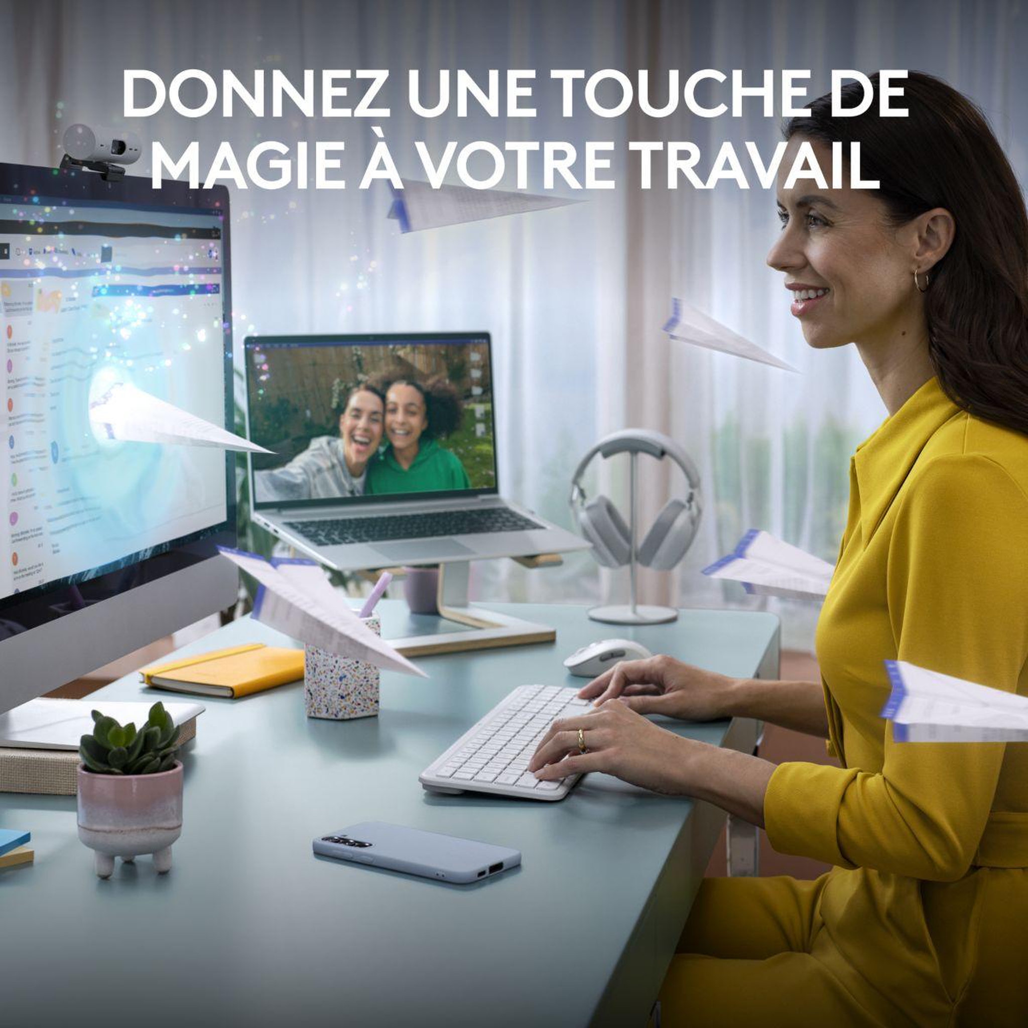 Voir la diapositive 2 : Logitech Clavier + souris mk950 signature slim bluetooth blanc