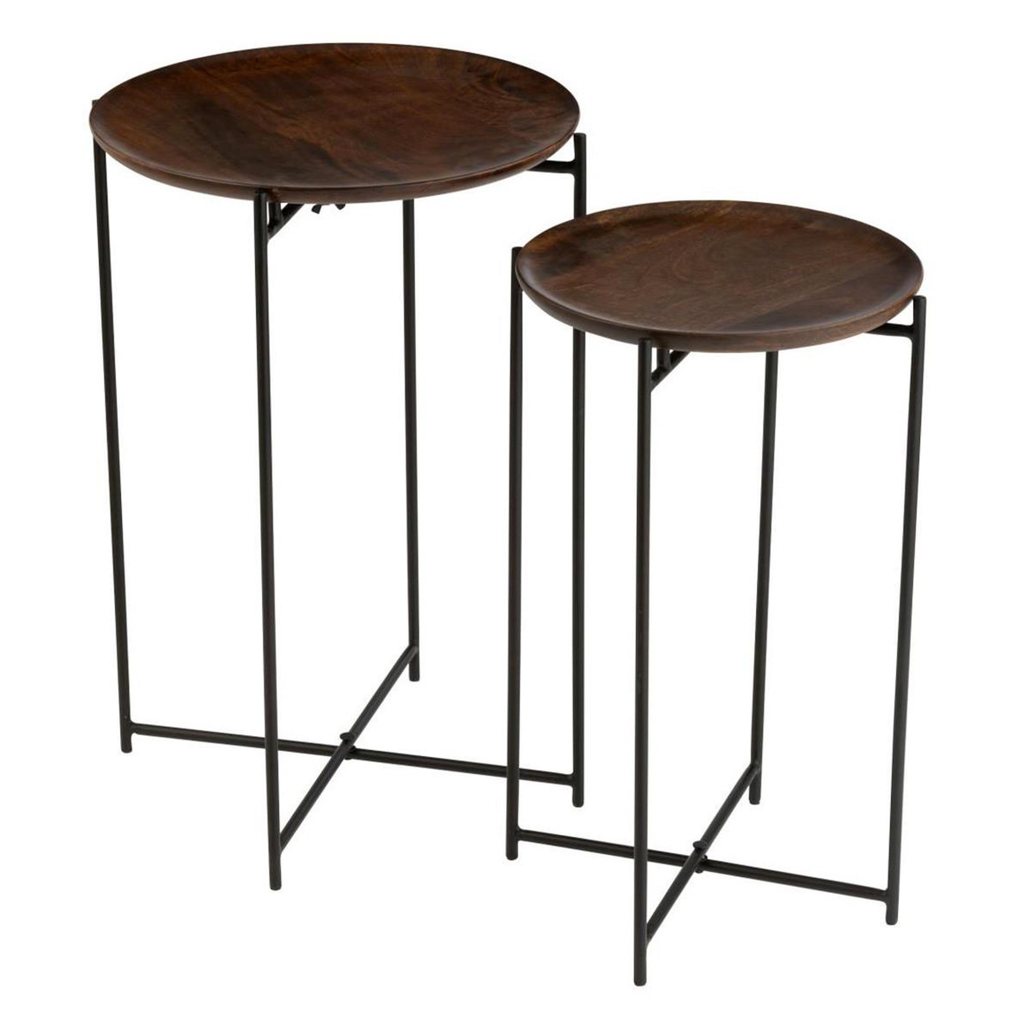 J-LINE Lot de 2 tables d'appoint  randy  56cm marron