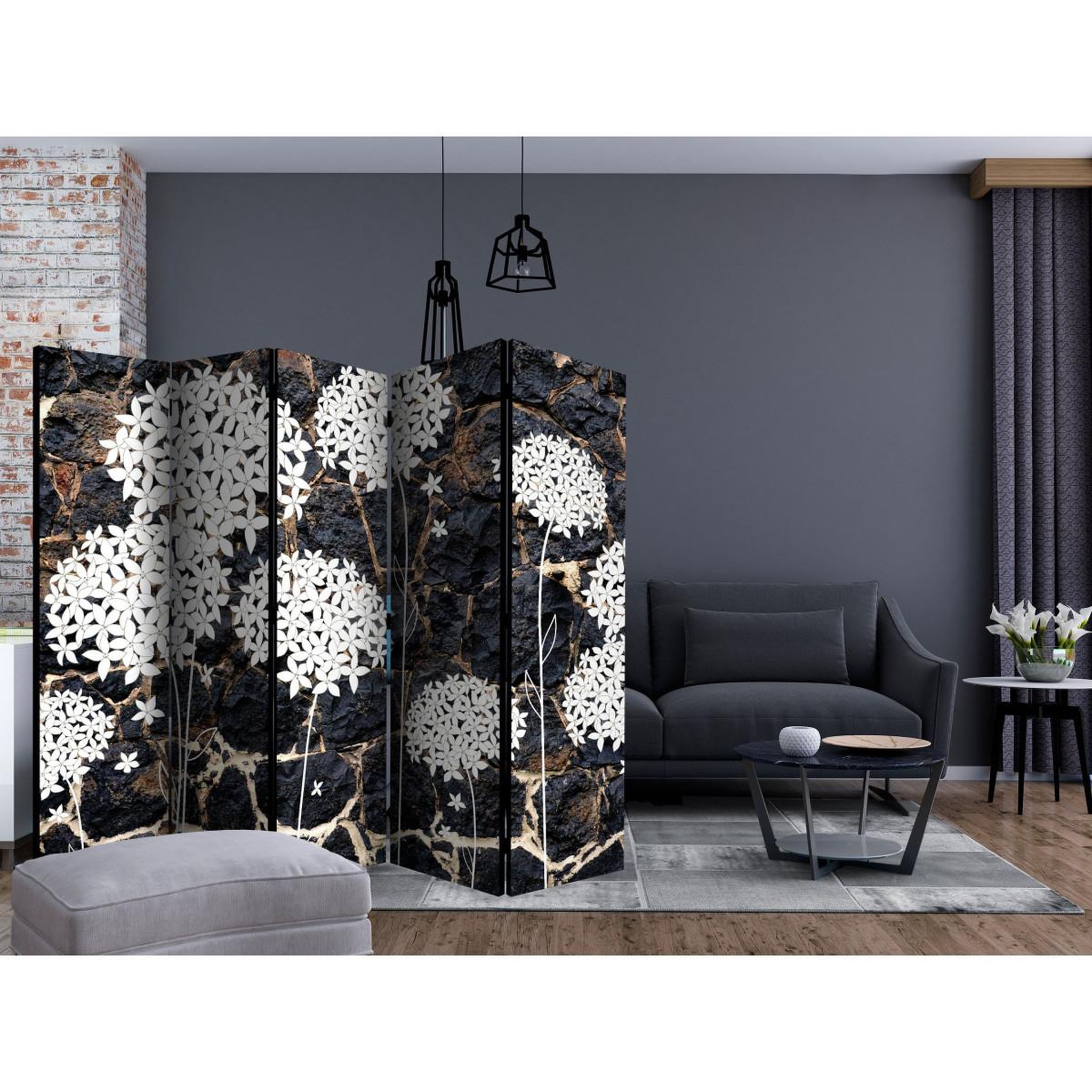 Voir la diapositive 2 : Paris Prix Paravent 5 volets  dark garden  172x225cm