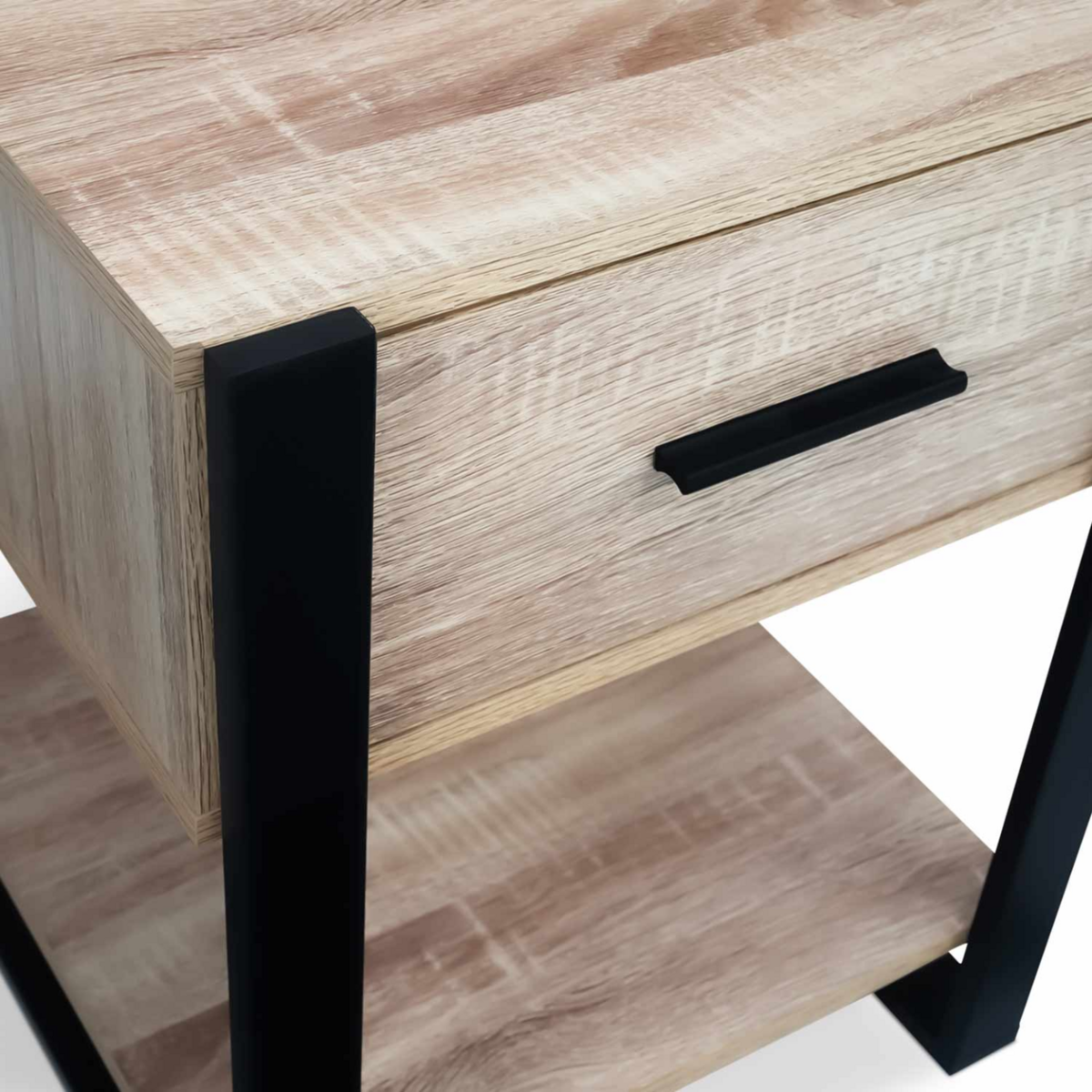 ID MARKET Lot de 2 tables de chevet ONYX 1 tiroir avec tablette bois et noir