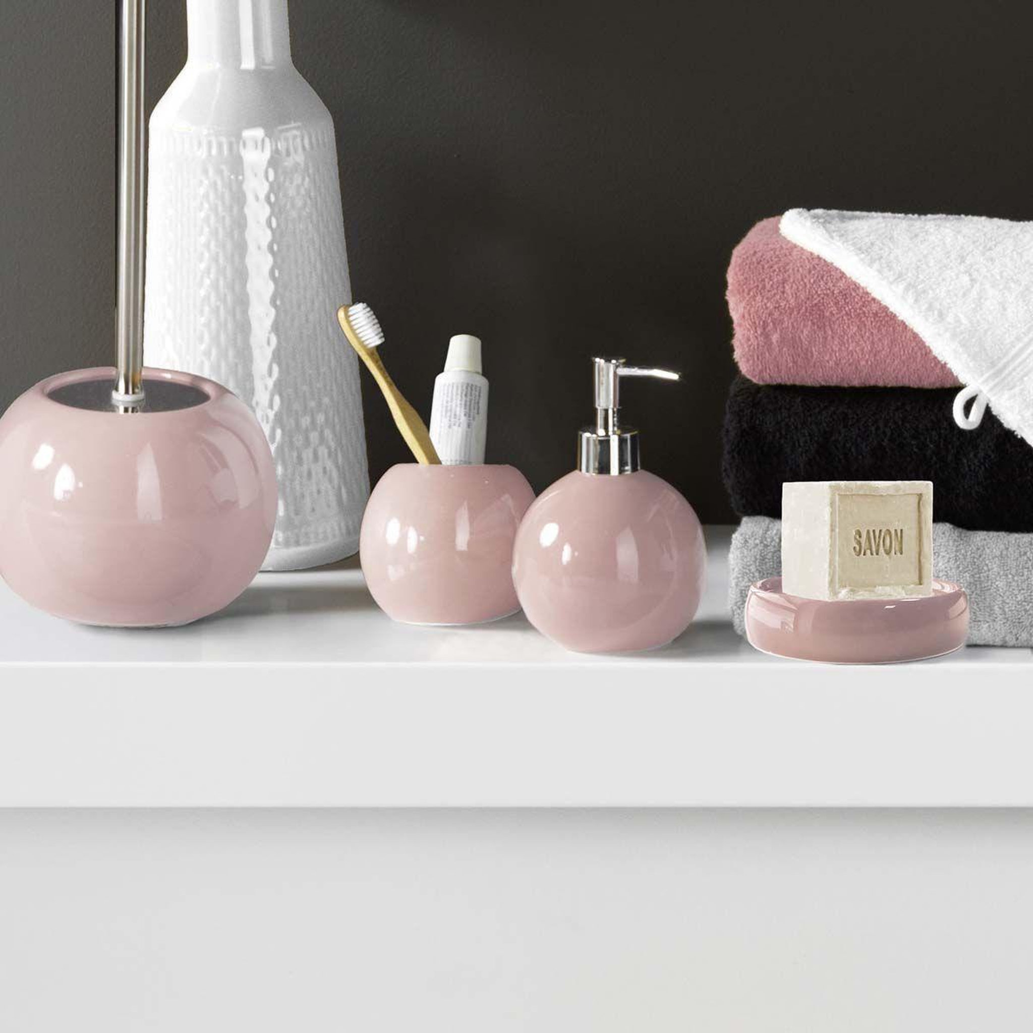 Voir la diapositive 2 : Douceur d'Intérieur Gobelet de salle de bain  bullea  9cm rose poudré