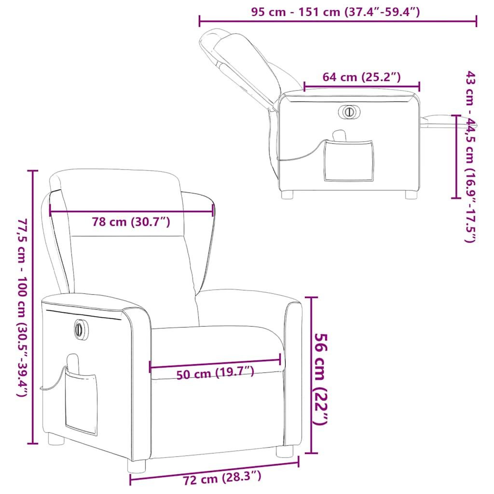 Voir la diapositive 6 : VIDAXL Fauteuil de massage inclinable electrique Taupe Tissu
