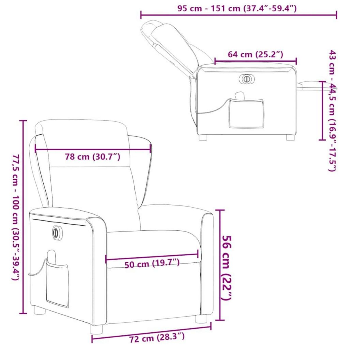 VIDAXL Fauteuil de massage inclinable electrique Taupe Tissu