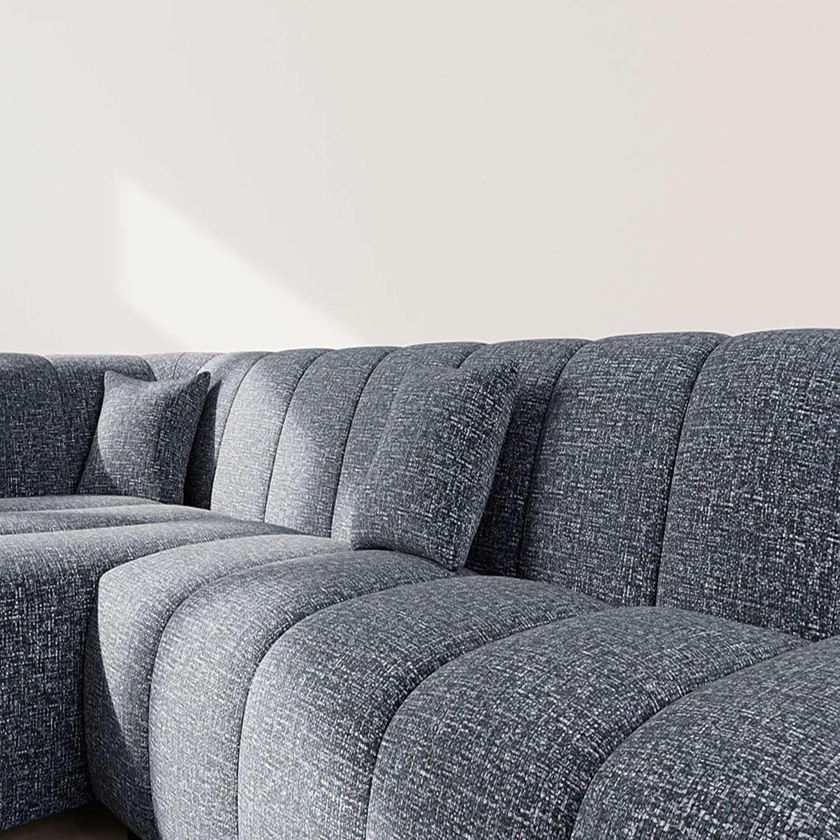 LISA DESIGN Curtis - canapé d'angle gauche 4 places sans accoudoir en tissu texturé