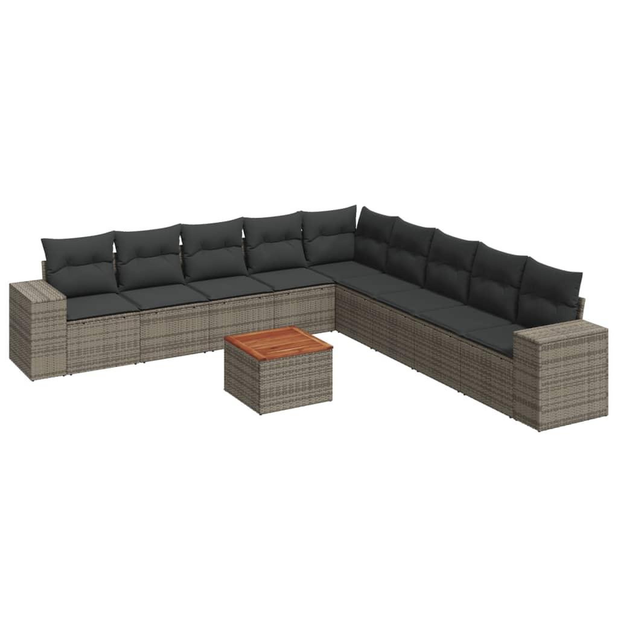 Voir la diapositive 2 : VIDAXL Salon de jardin avec coussins 10 pcs gris resine tressee