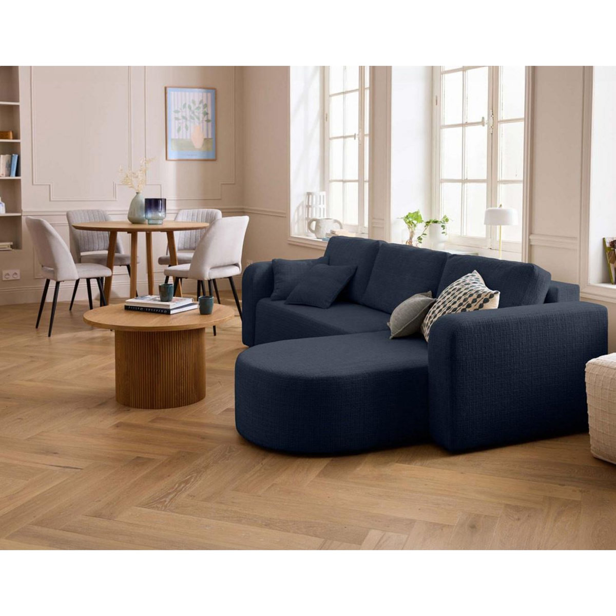 BEST MOBILIER Miro - canapé d'angle réversible - 4 places - convertible avec coffre - en velours texturé