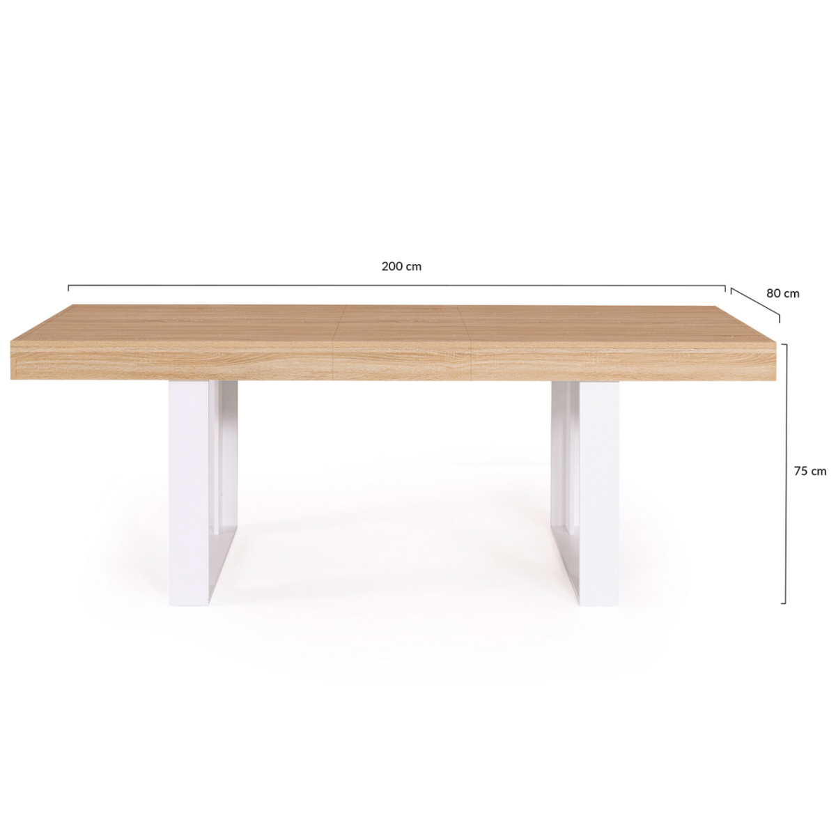 ID MARKET Table à manger extensible rectangle PHOENIX 4-8 personnes bois et blanc 160-200 cm