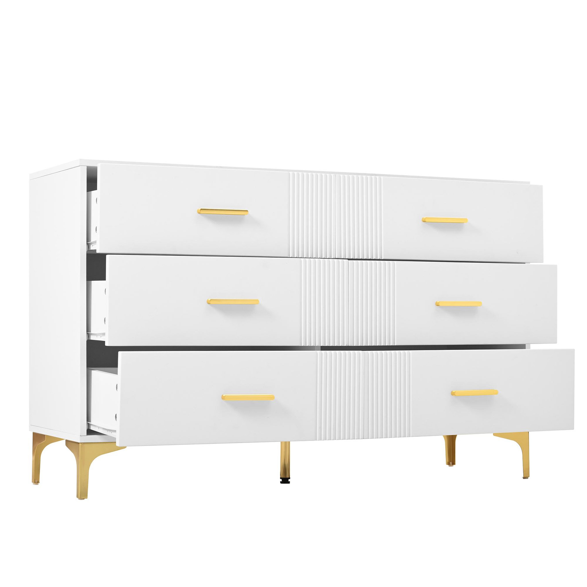 Voir la diapositive 5 : MERAX Commode 6 tiroir(s) 0 niche(s) coloris blanc largeur 120 cm mdf