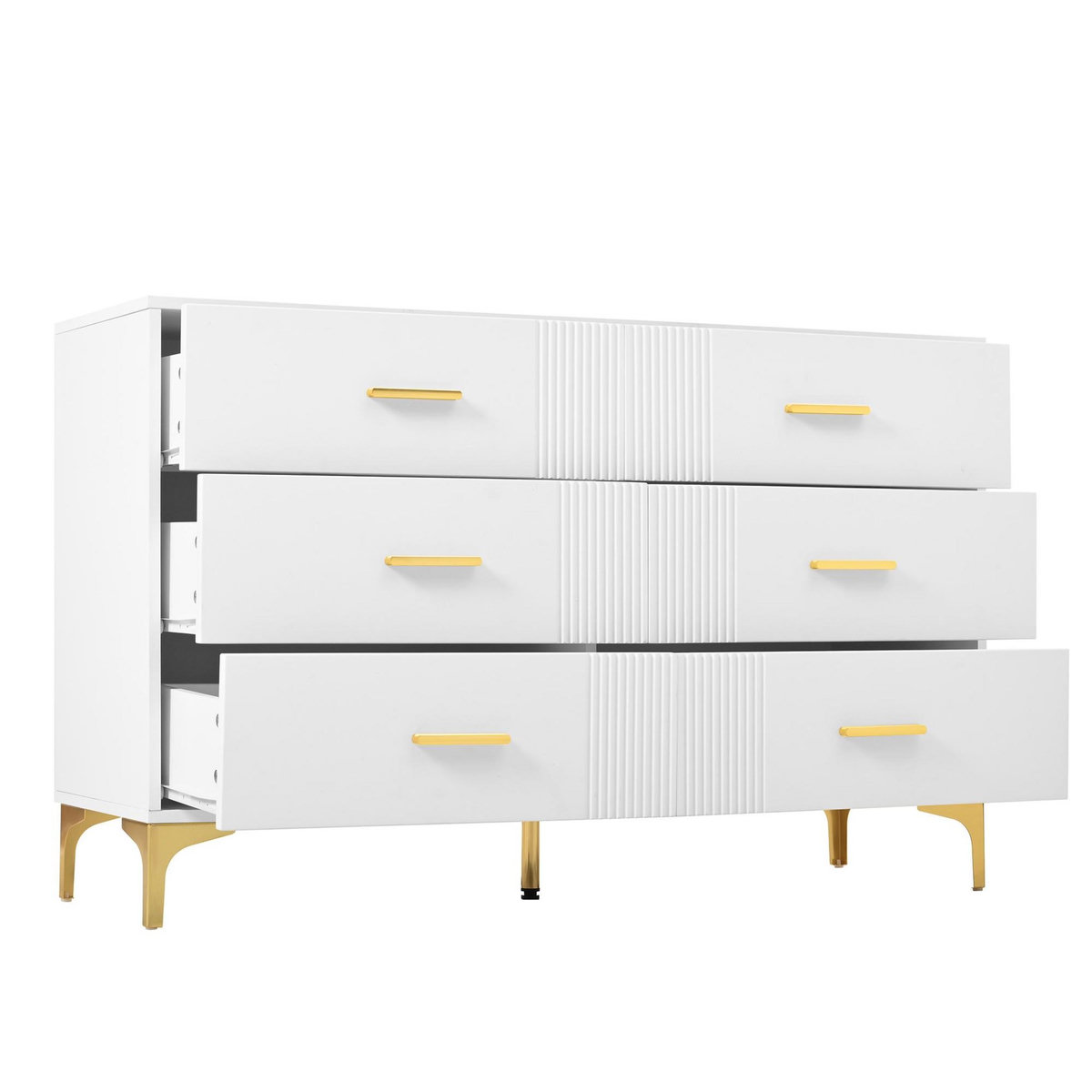 MERAX Commode 6 tiroir(s) 0 niche(s) coloris blanc largeur 120 cm mdf