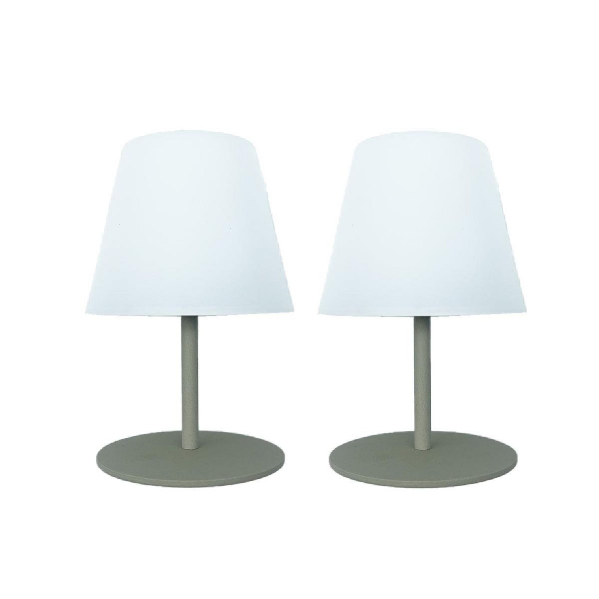 Lumisky Set de 2 lampes de table TWINS Vert olive Aluminium H16CM