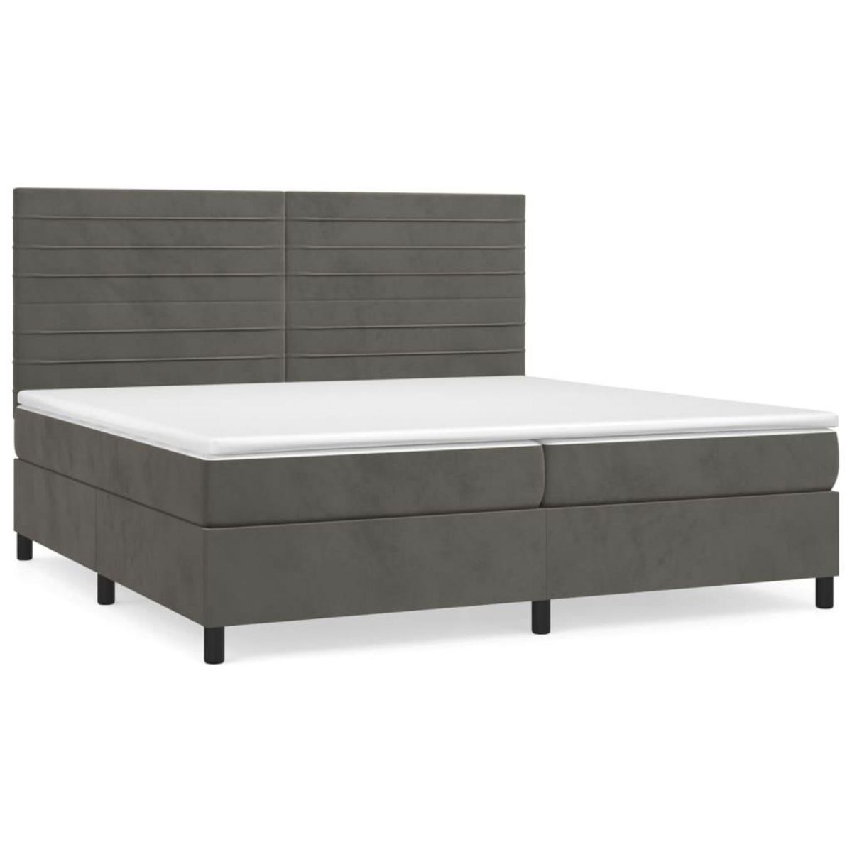 VIDAXL Sommier a lattes de lit et matelas Gris fonce 200x200cm Velours