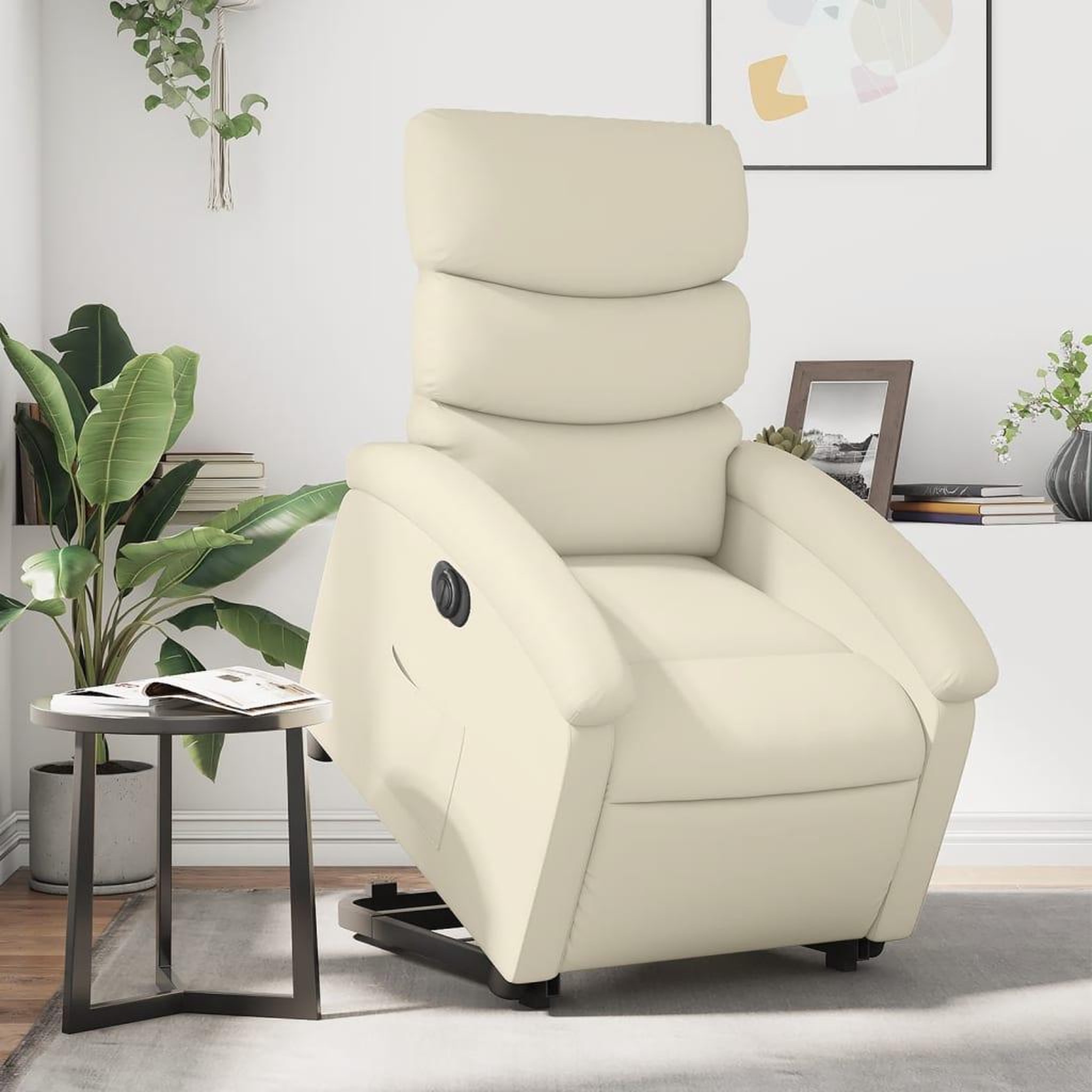 VIDAXL Fauteuil inclinable electrique creme similicuir