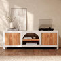 Voir la diapositive 2 : Rendez vous déco Meuble TV en plâtre blanc cassé et bois d'acacia 145 cm-Fira