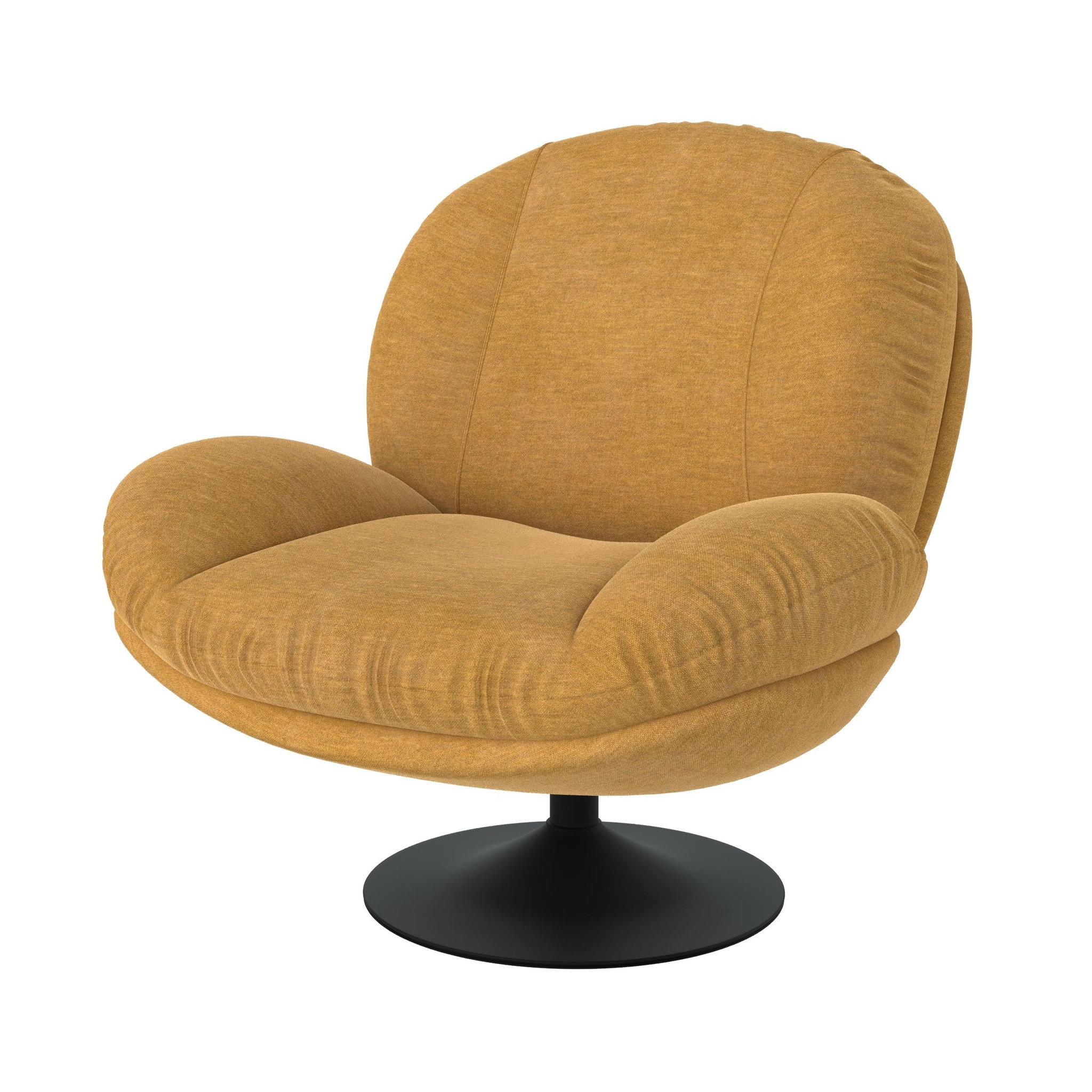 Voir la diapositive 1 : MAISON PAVANE Fauteuil pivotant en tissu effet velours jaune moutarde-ricci