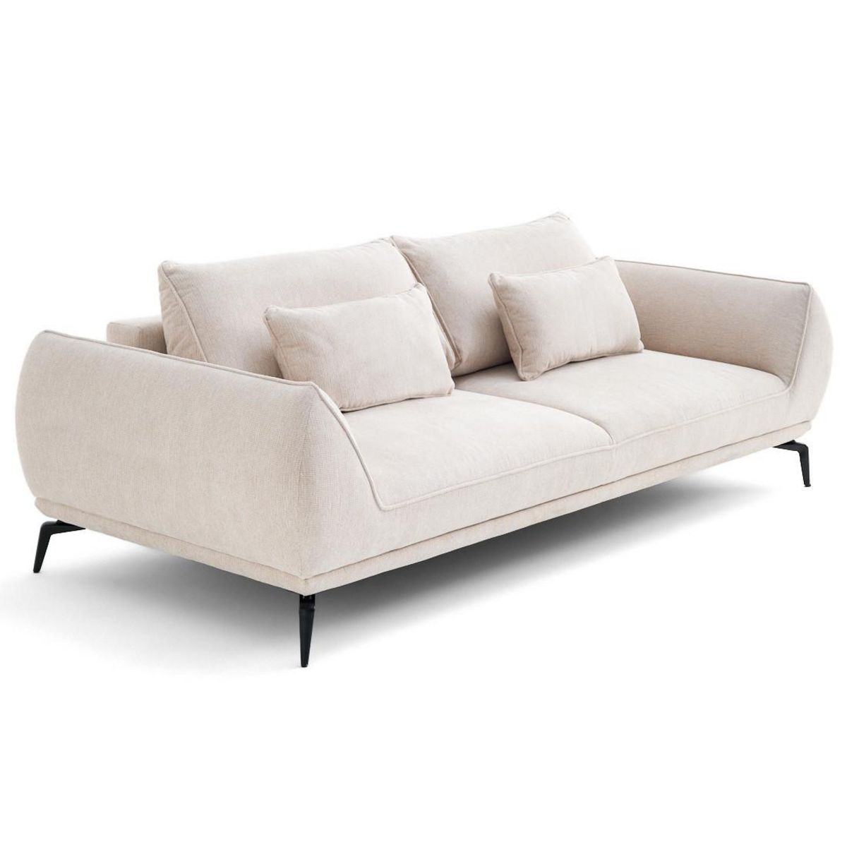 LISA DESIGN Arica - canapé droit 3 places convertible en tissu texturé