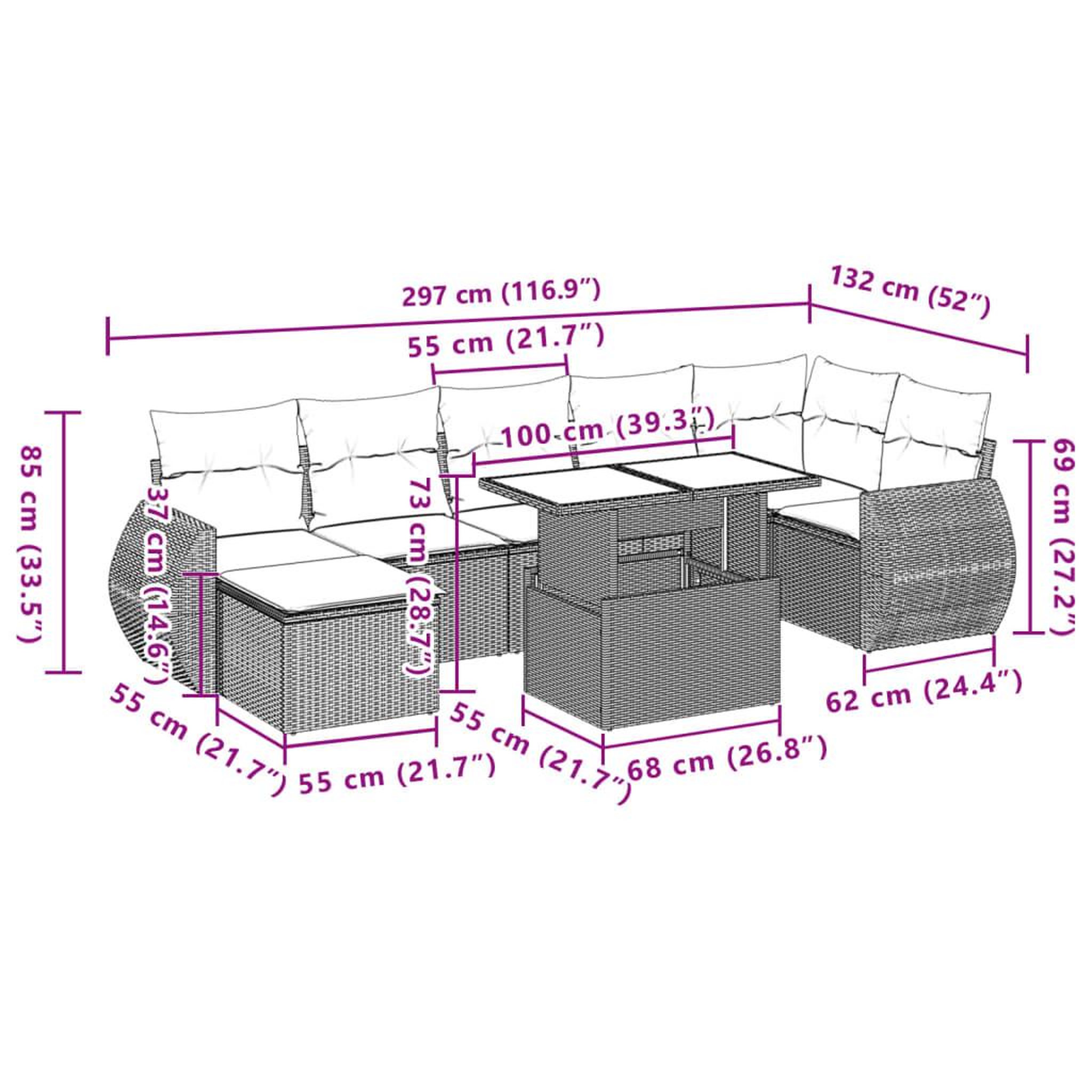 Voir la diapositive 6 : VIDAXL Salon de jardin 8 pcs avec coussins noir resine tressee
