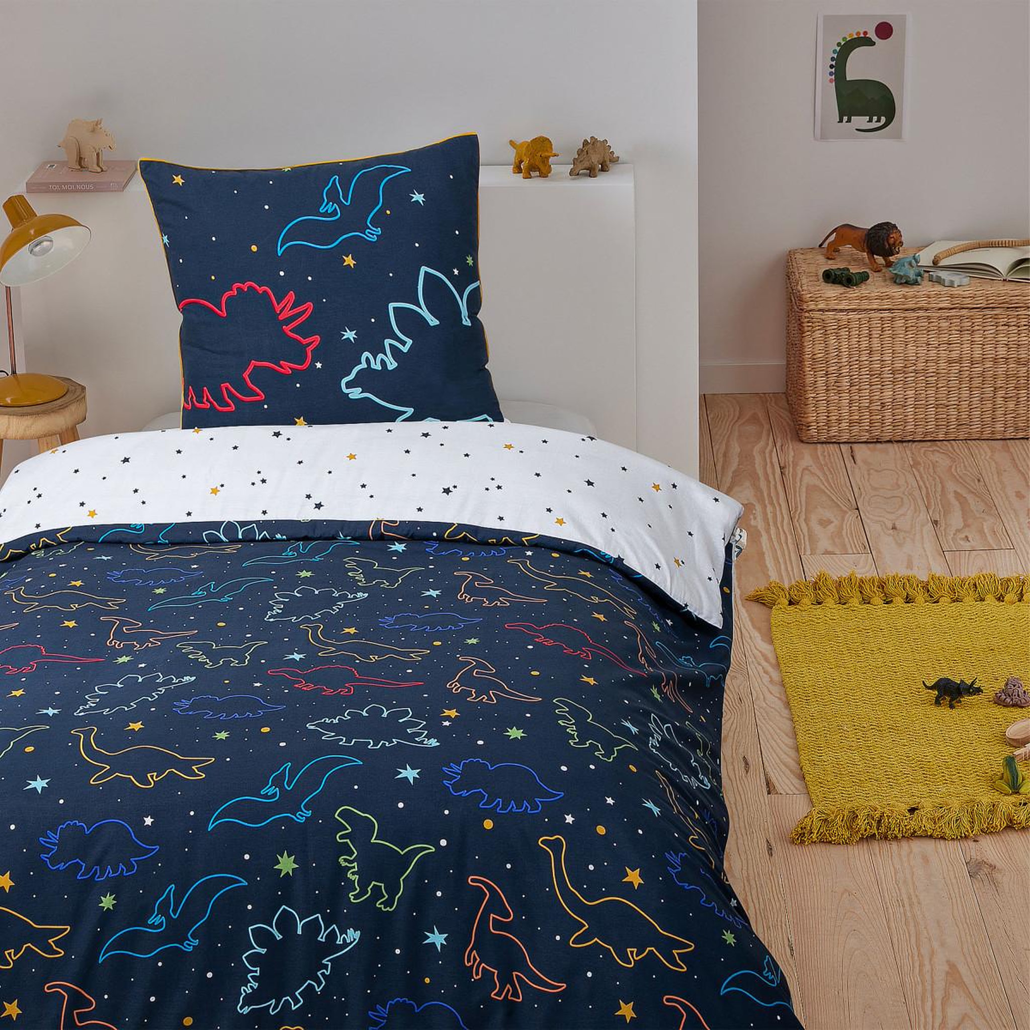 FUTURE HOME Parure de lit enfant dinosaure réversible 140x200cm