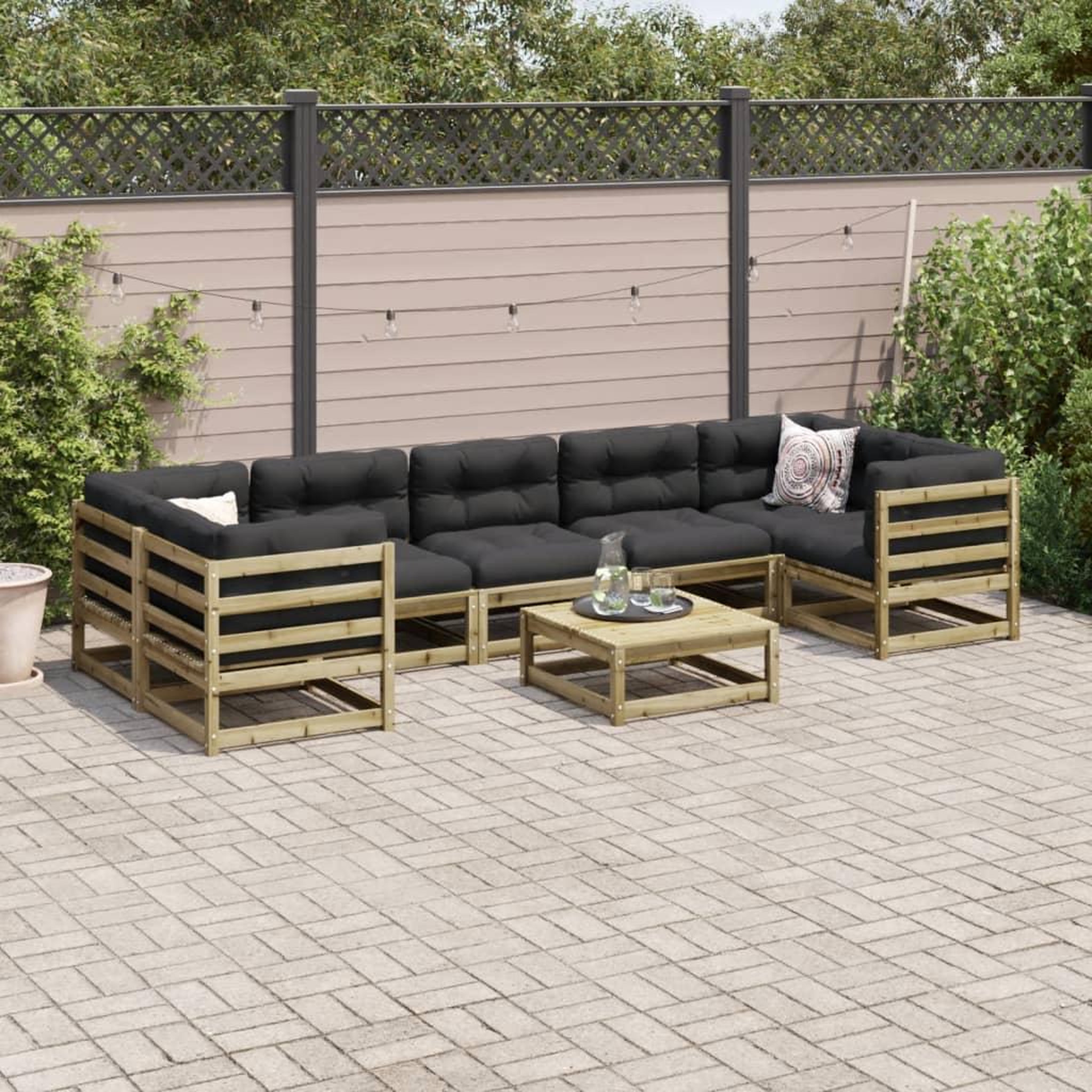 Voir la diapositive 3 : VIDAXL Salon de jardin 8 pcs avec coussins bois de pin impregne