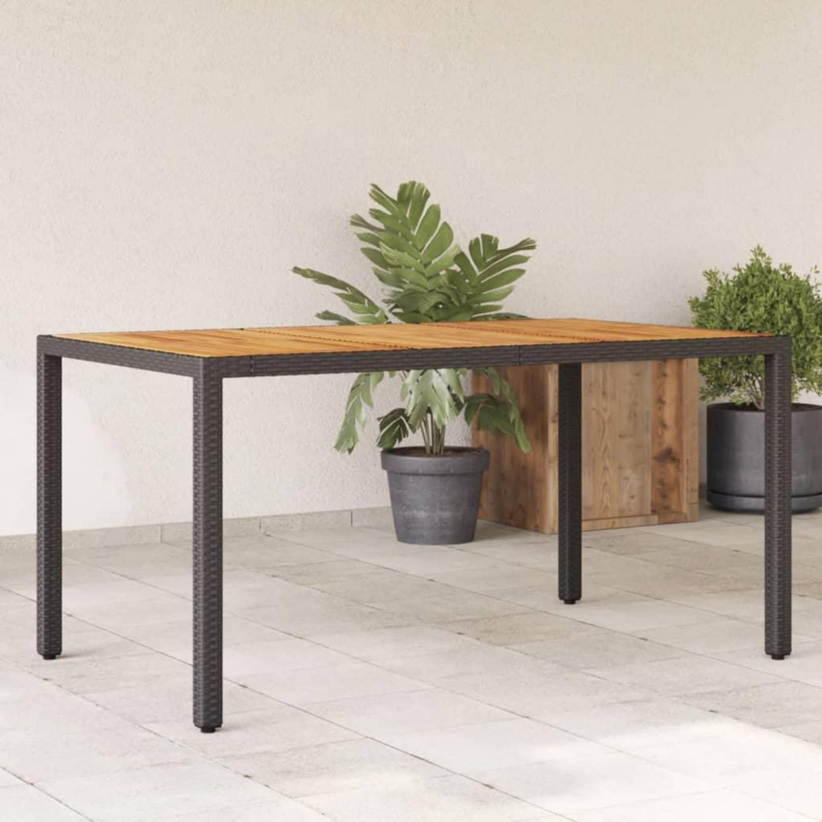 VIDAXL Table de jardin et dessus en bois d'acacia noir resine tressee