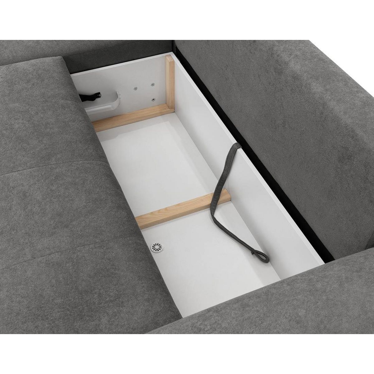 BEST MOBILIER Luzzio - canapé d'angle gauche 4 places convertible avec coffre en tissu texturé