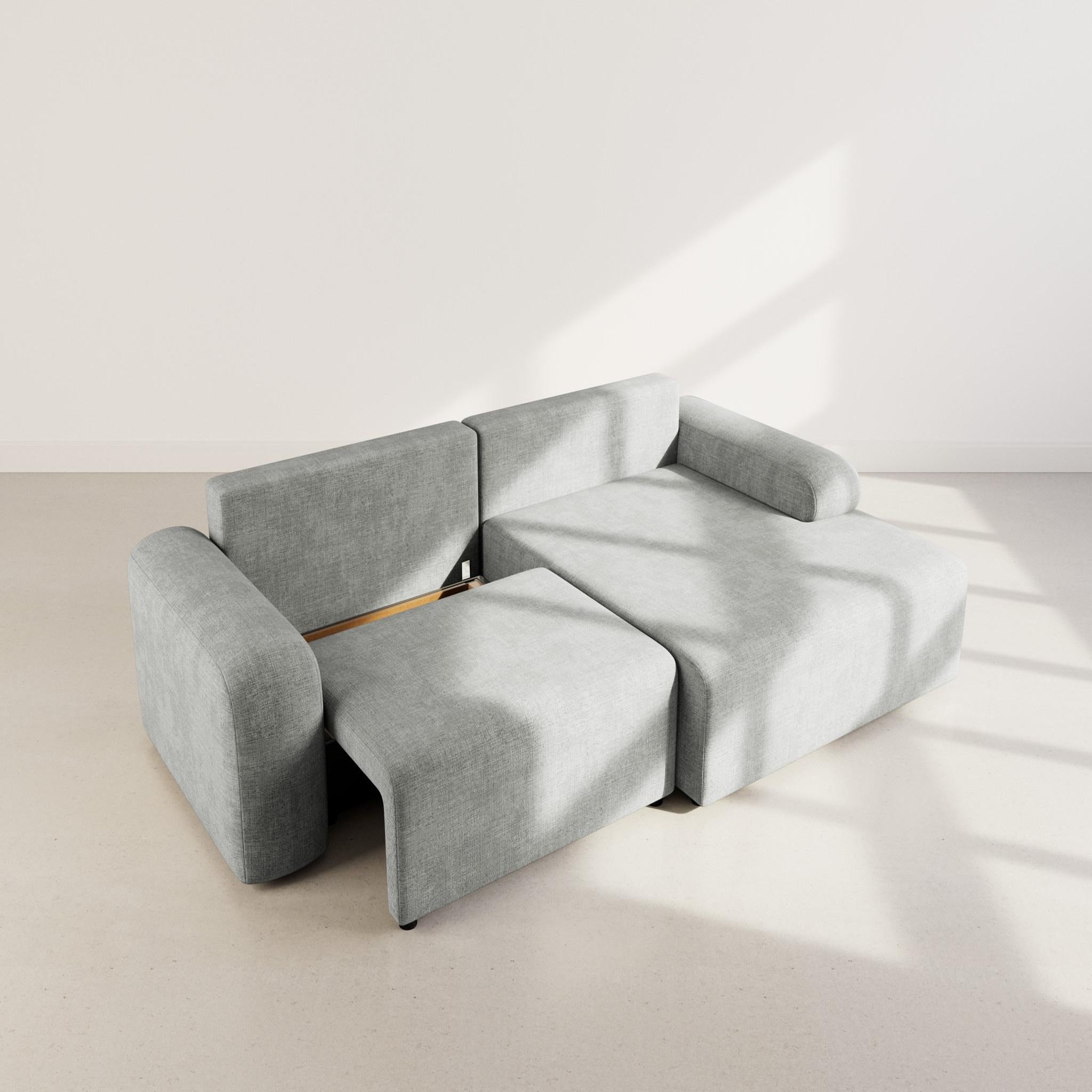 Voir la diapositive 3 : BEST MOBILIER Rebecca - canapé d'angle droit 4 places convertible avec coffre en velours texturé