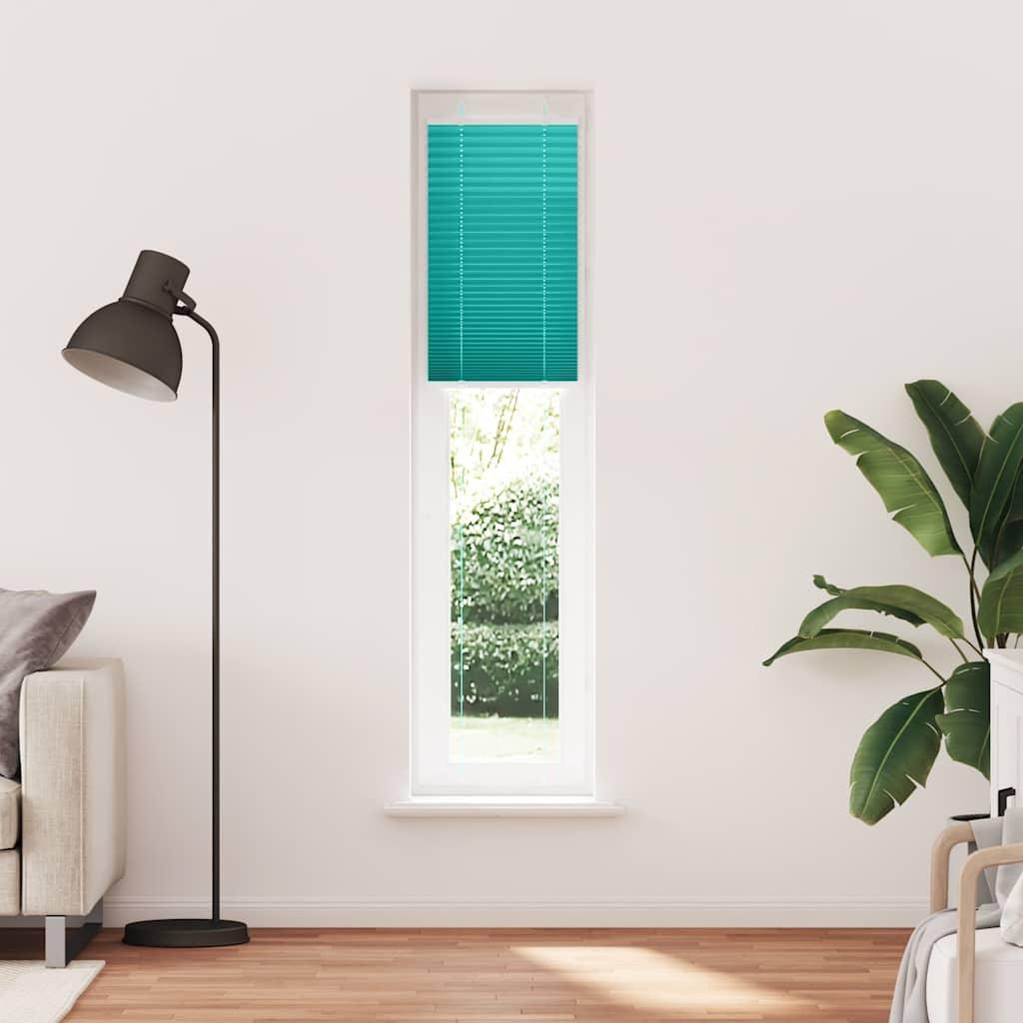 Voir la diapositive 2 : VIDAXL Store plisse vert petrole 45x200 cm largeur du tissu 44,4 cm