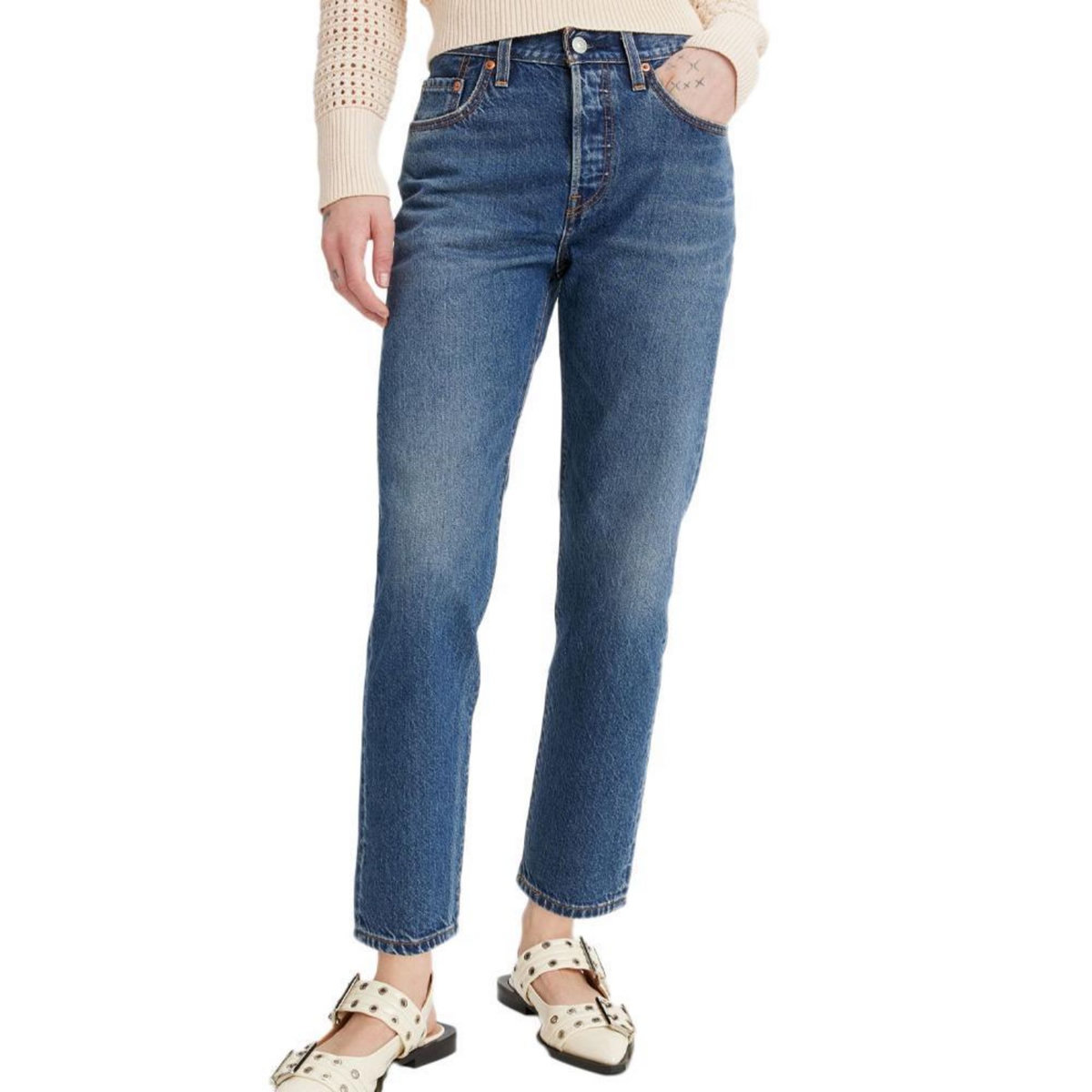 Levi's Jean  Femme Levi's  Cropped Lightweight Med Indig   W25