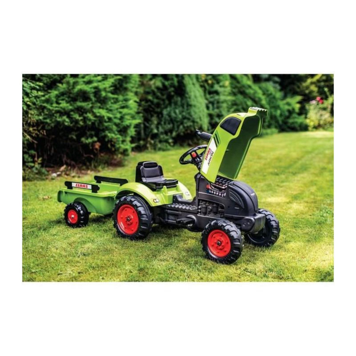 FALK FALK Tracteur a pedales Claas avec remorque