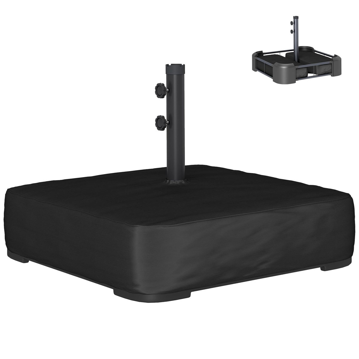 OUTSUNNY Base de parasol déporté avec housse capacité sable 80 kg métal noir