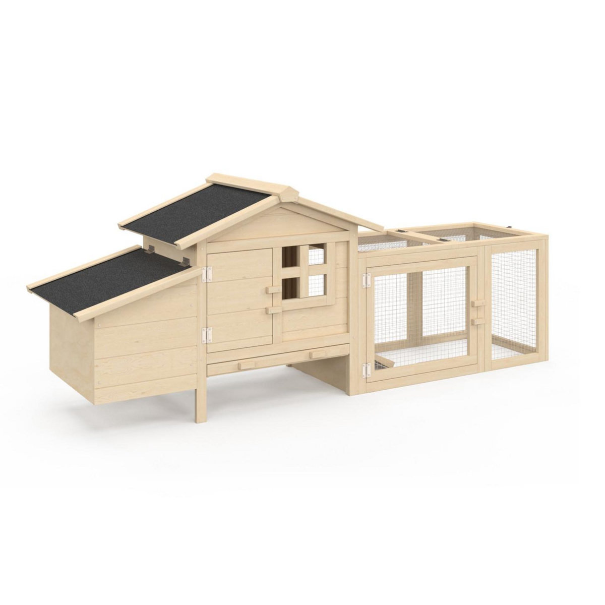 ID MARKET Poulailler sur pilotis avec enclos et pondoir en bois