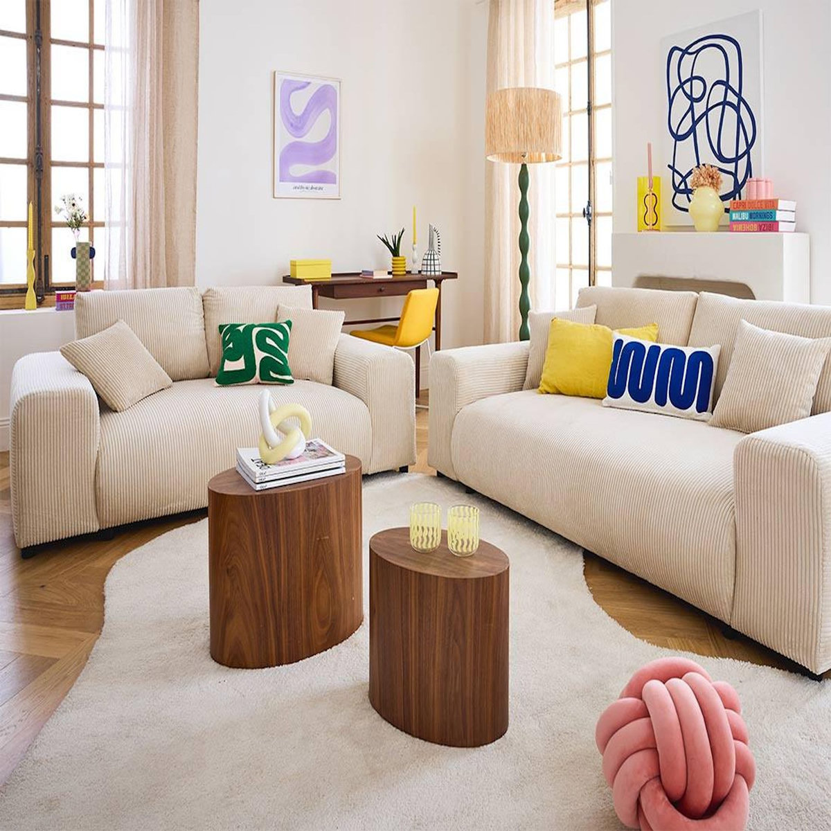 LISA DESIGN Garance - canapé droit 3 places - en velours côtelé